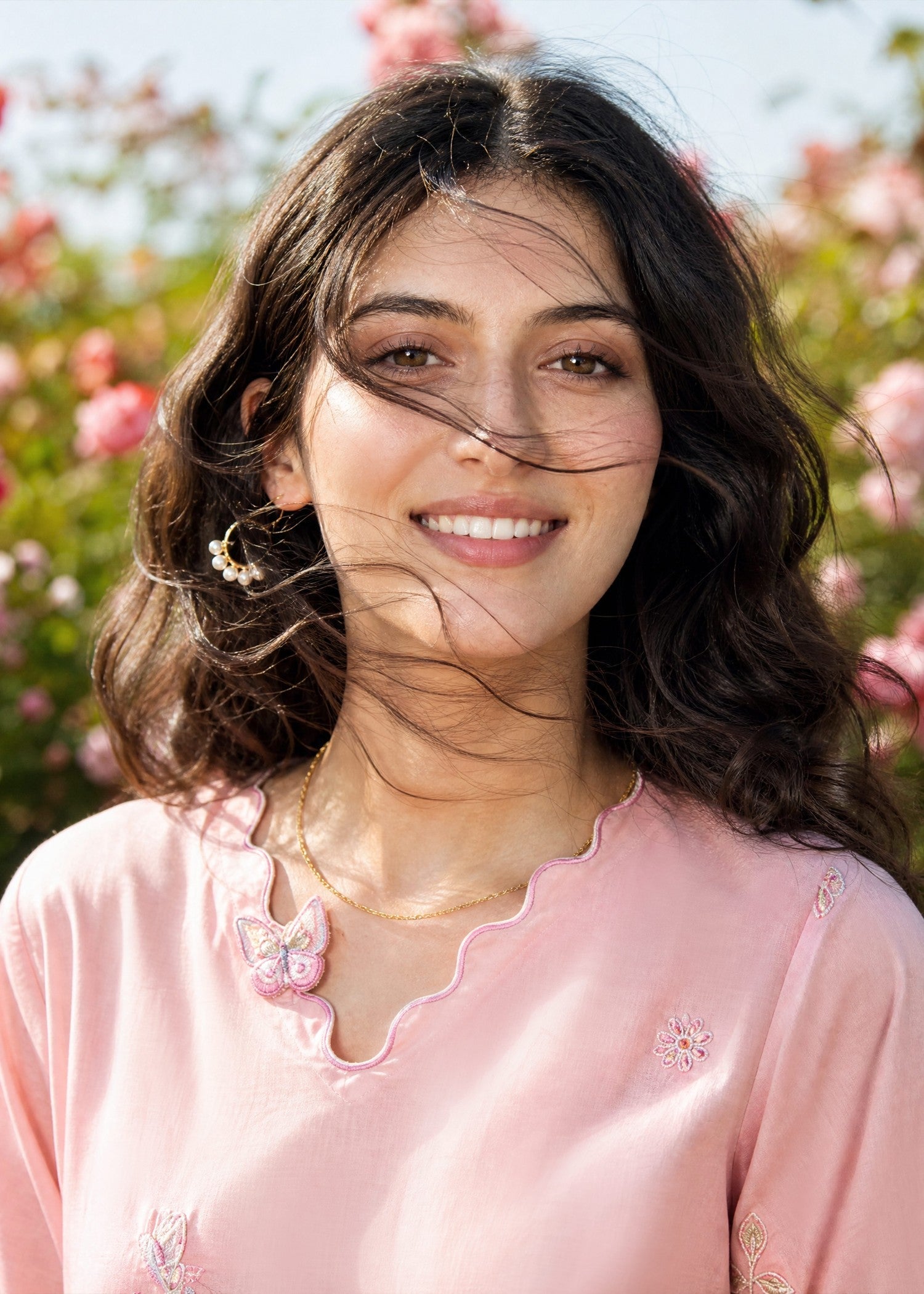 SS26DC-2627 LIGHT PINK 2PCS EMBROIDERED KURTA WITH TROUSER