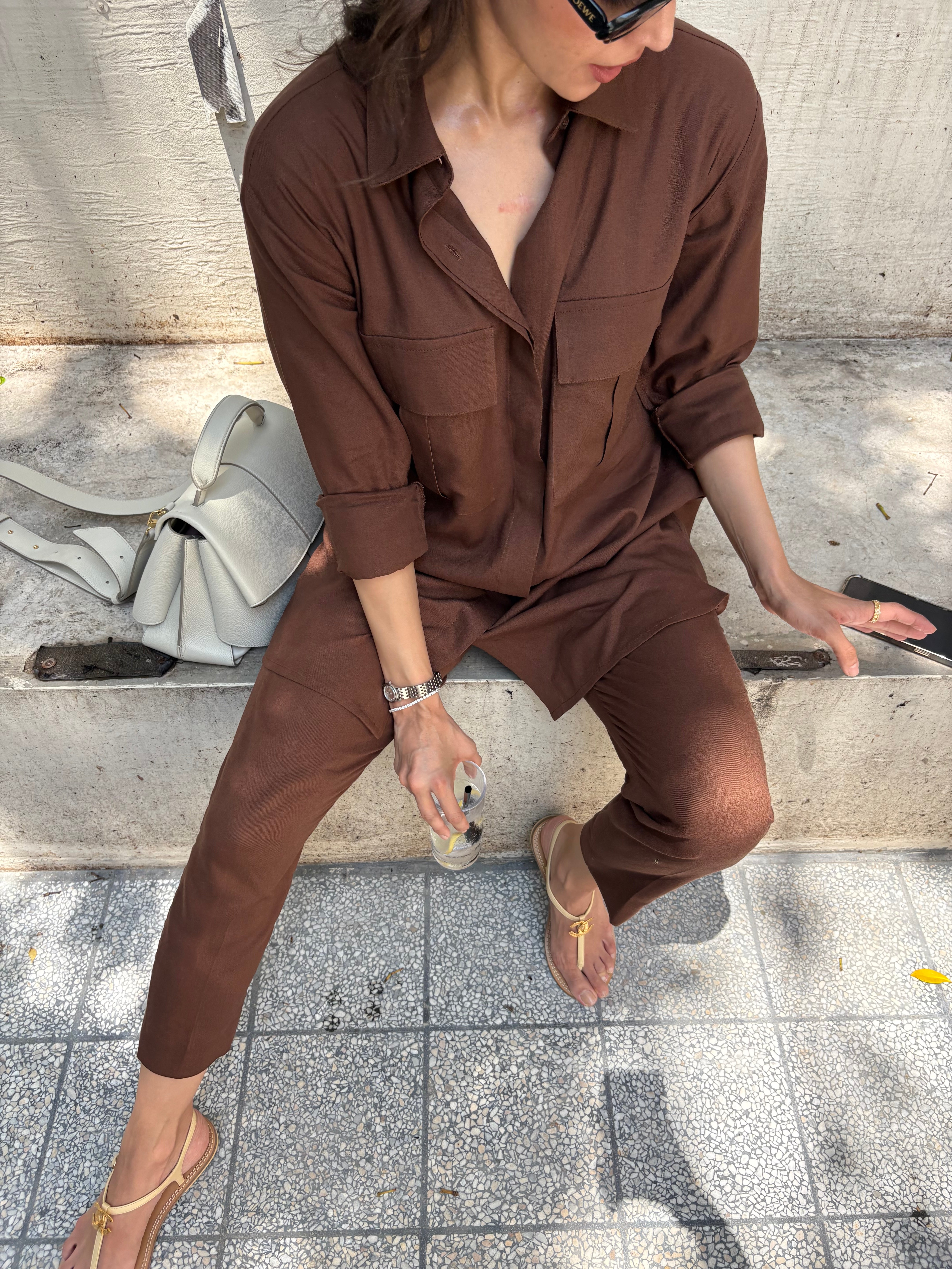 Chocolate Brown Capri Set