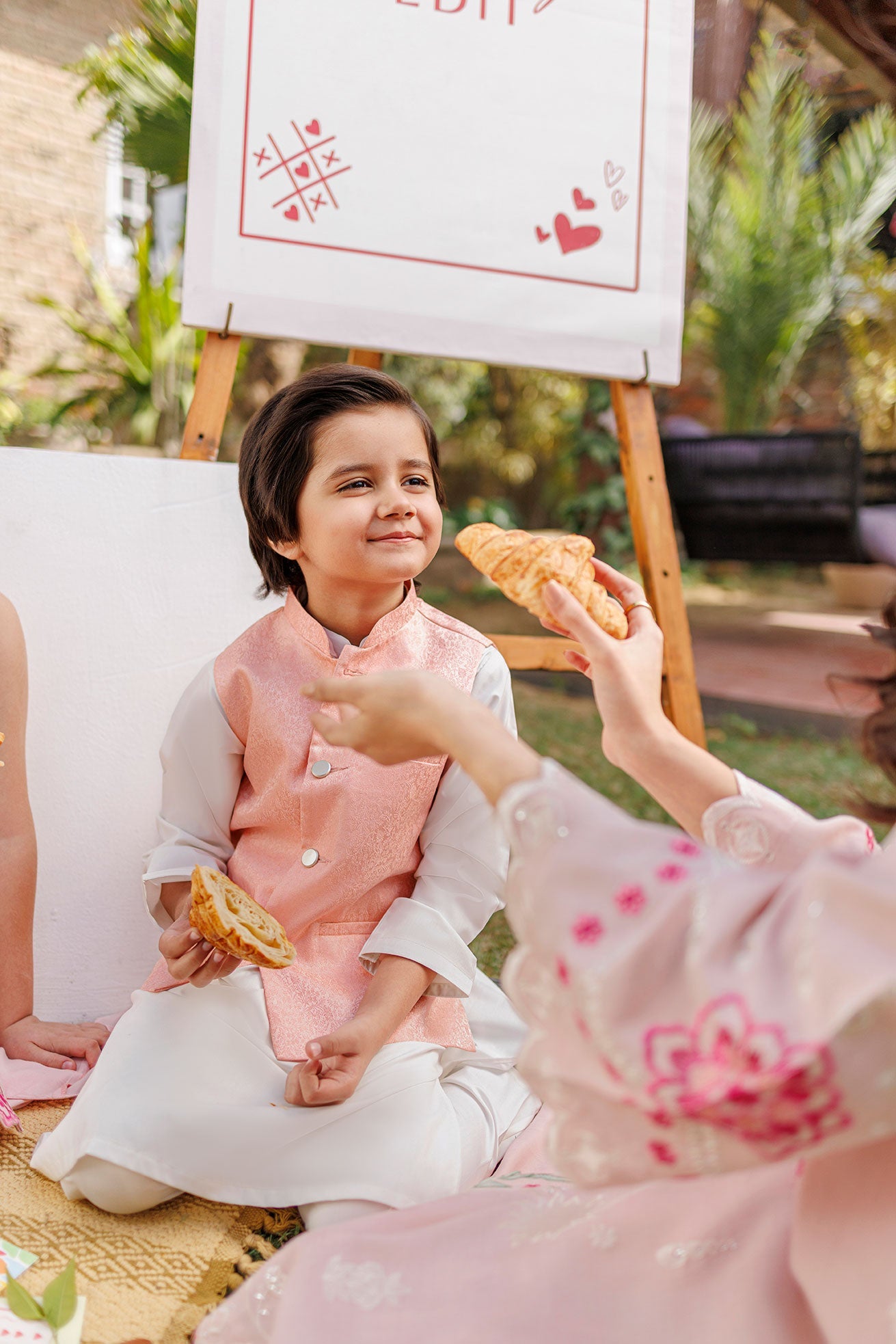 SS26DK-0224 - LIGHT PINK - KURTA ,PAJAMA & WAIST COAT - 3PCS