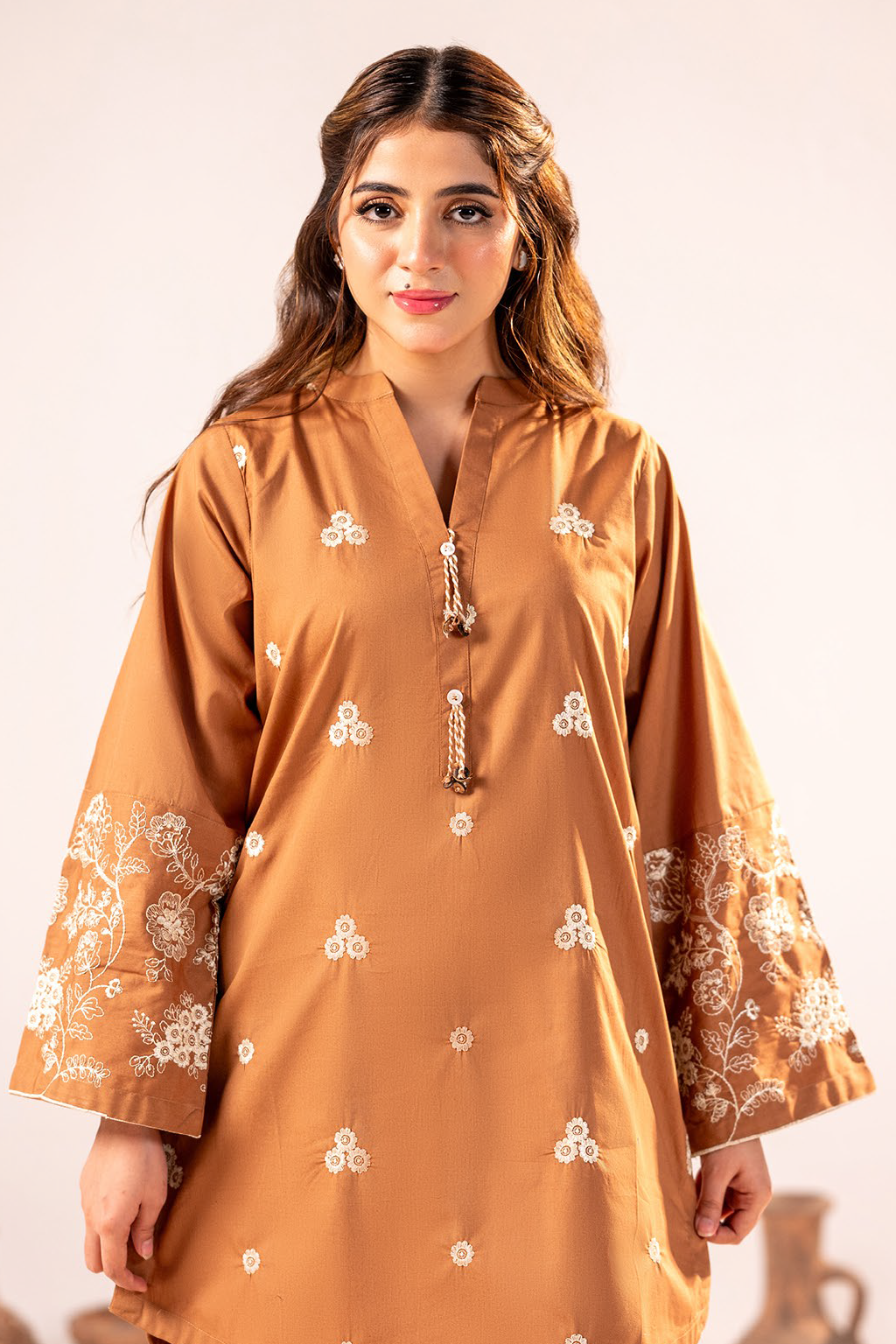 Bronze Bloom Emb Co-Ord Set | 2 PC