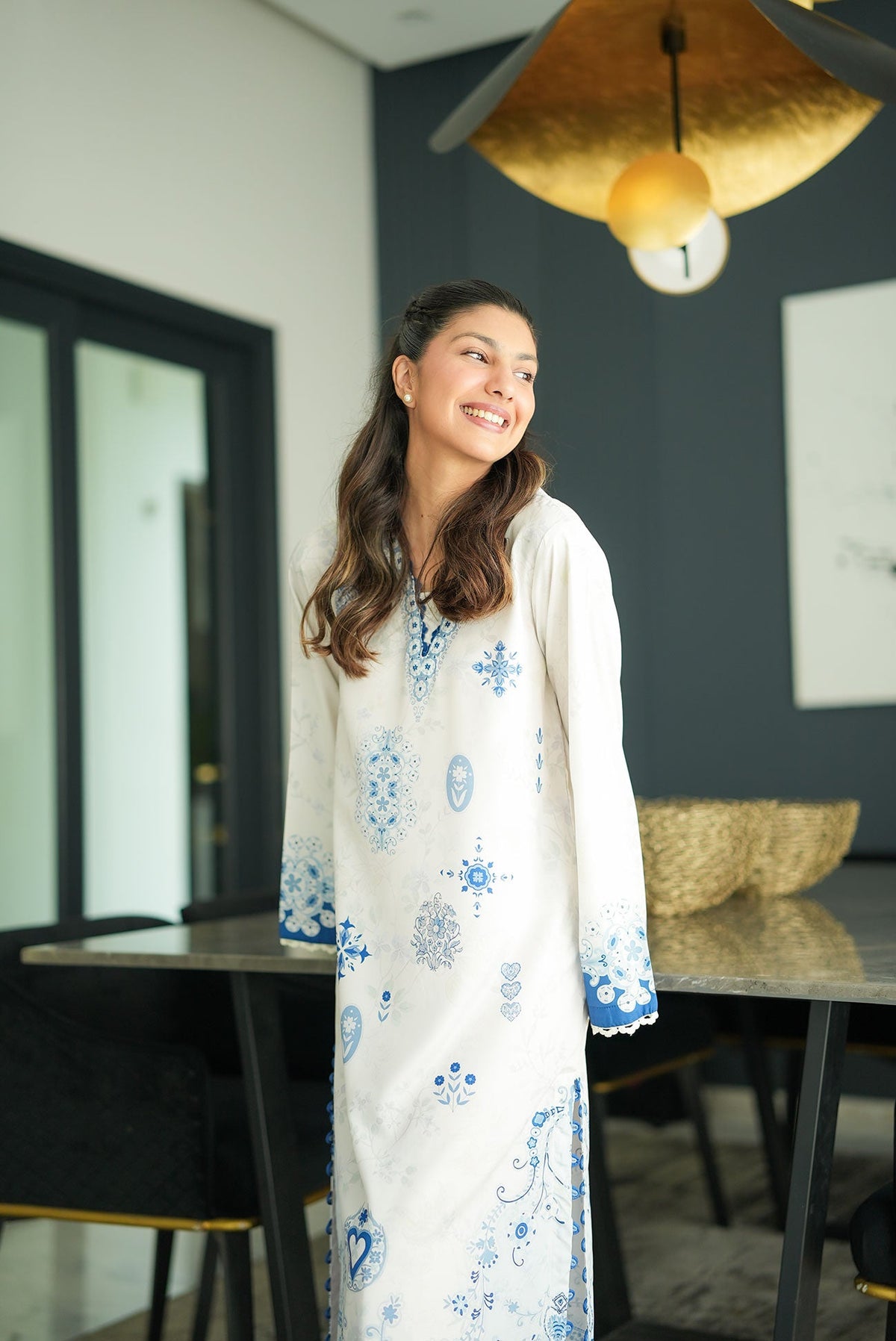 SS26DP-2955 OFF WHITE - SILK - 1PCS PRINTED KAFTAN