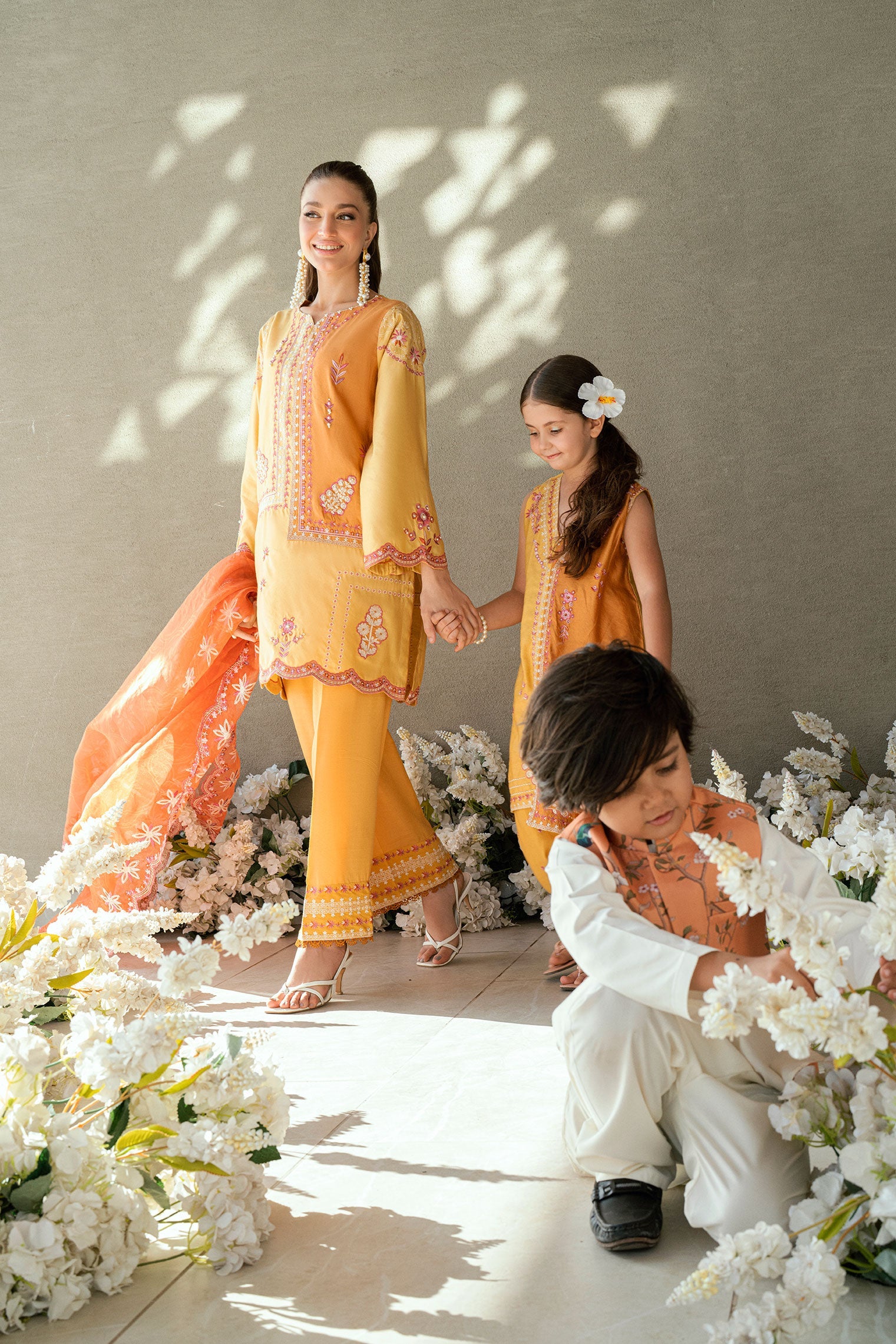 SS25DA-2704 MUSTARD 2PCS EMBROIDERED KURTA WITH TROUSER