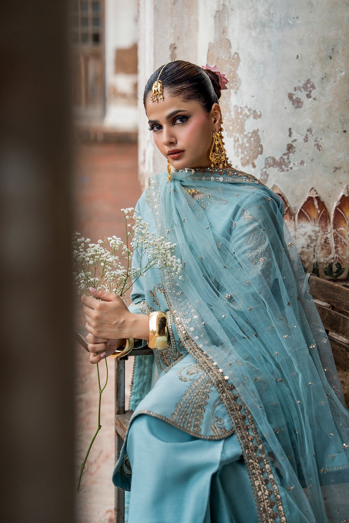 3-PC Embroidered Raw Silk CMA-6-412
