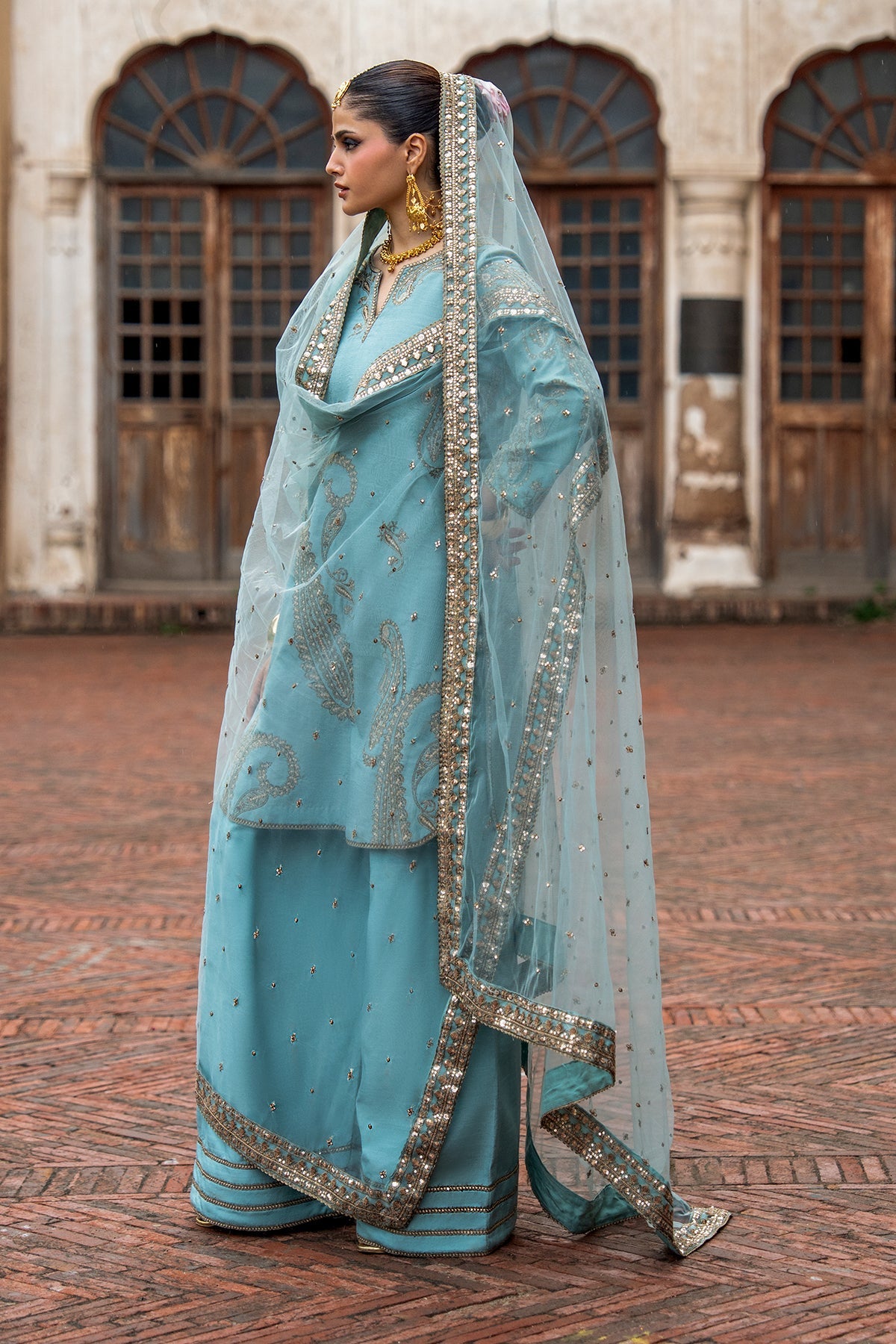 3-PC Embroidered Raw Silk CMA-6-412