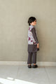SS25DK-0191 - DARK GREY - KURTA ,PAJAMA & WAIST COAT - 3PCS