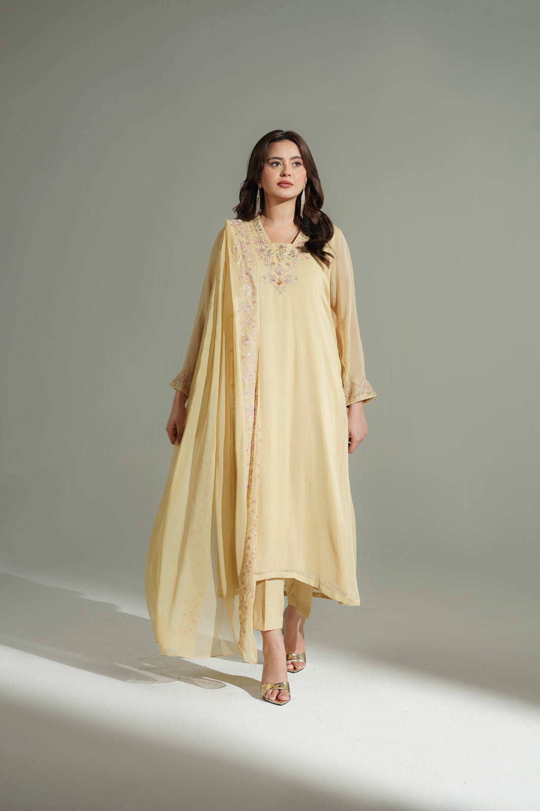 3 Piece Chiffon Embroidered Suit (FS0172)