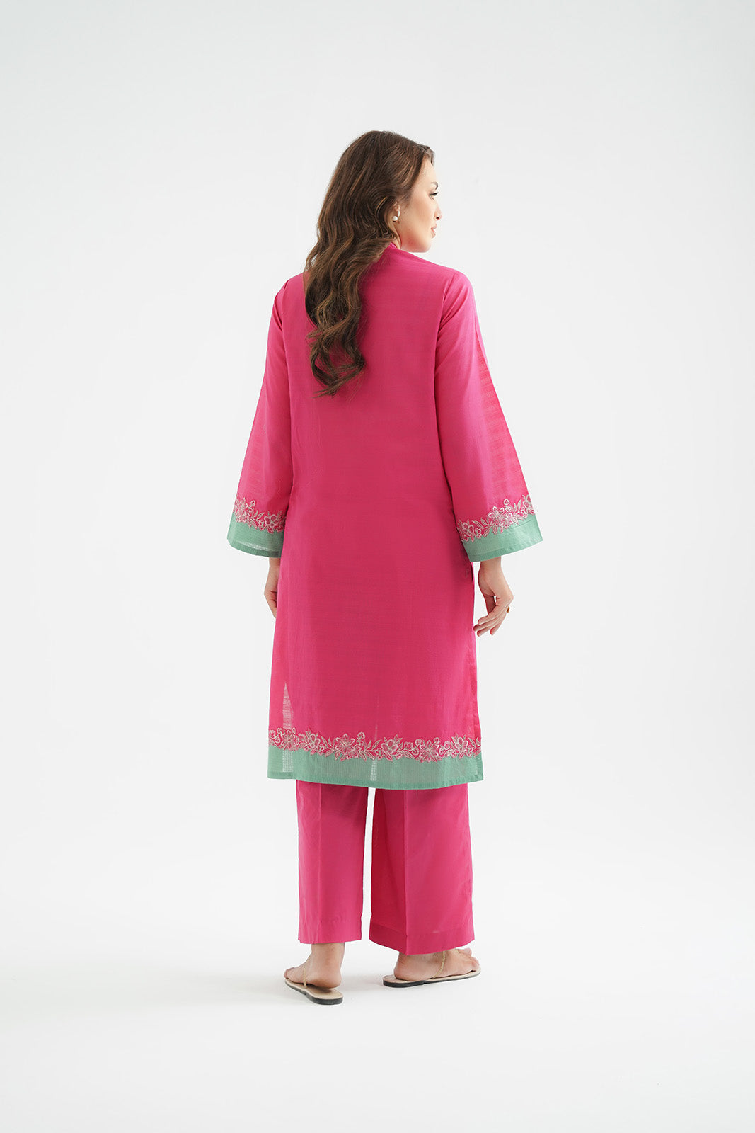 2 Piece Strip Cotton Embroidered Suit (CP0442)