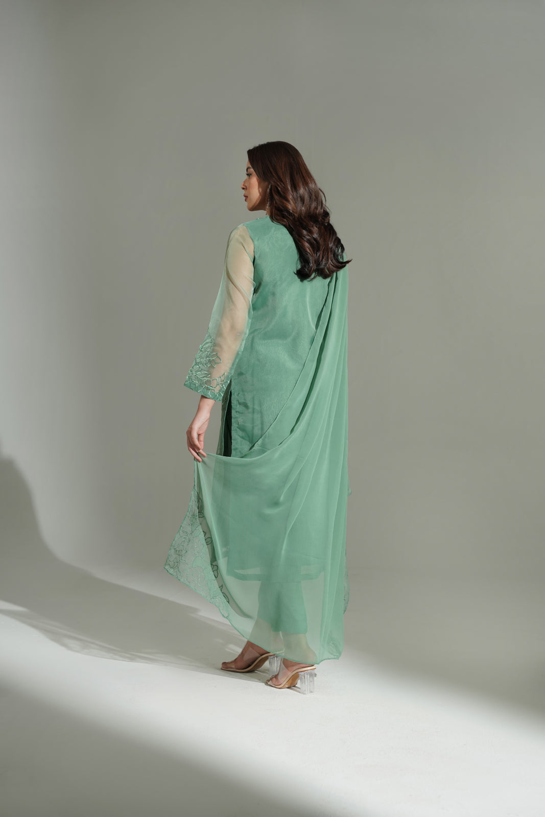 3 Piece Organza Embroidered Suit (FS0165)