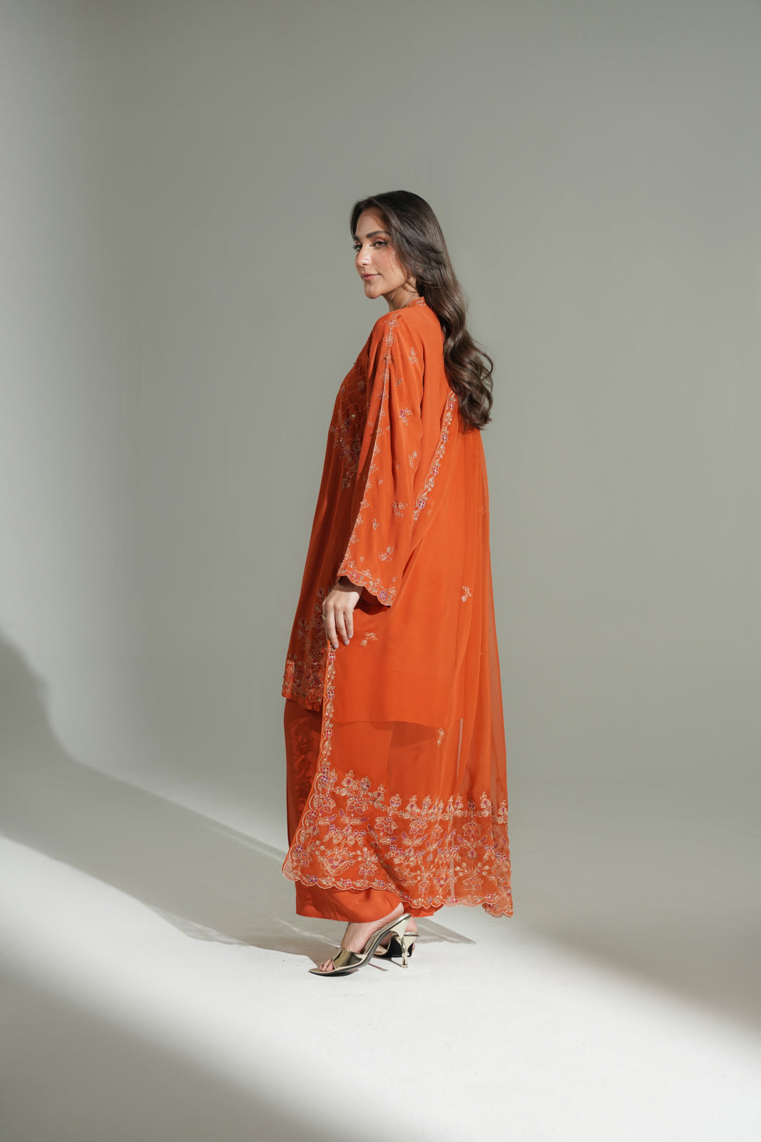 3 Piece Raw Silk Embroidered Suit (FL0179)