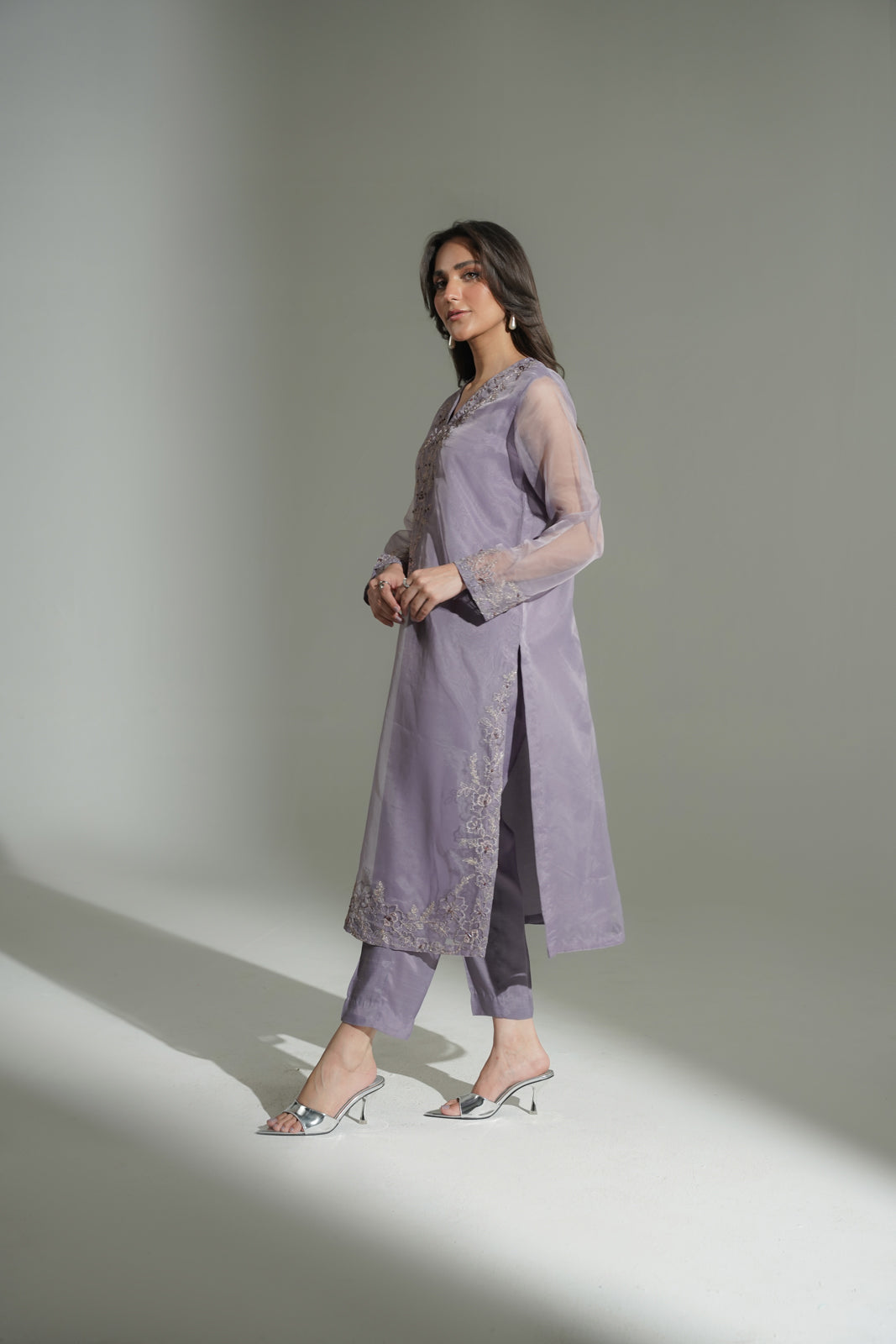 2 Piece Organza Embroidered Suit (FL0186)