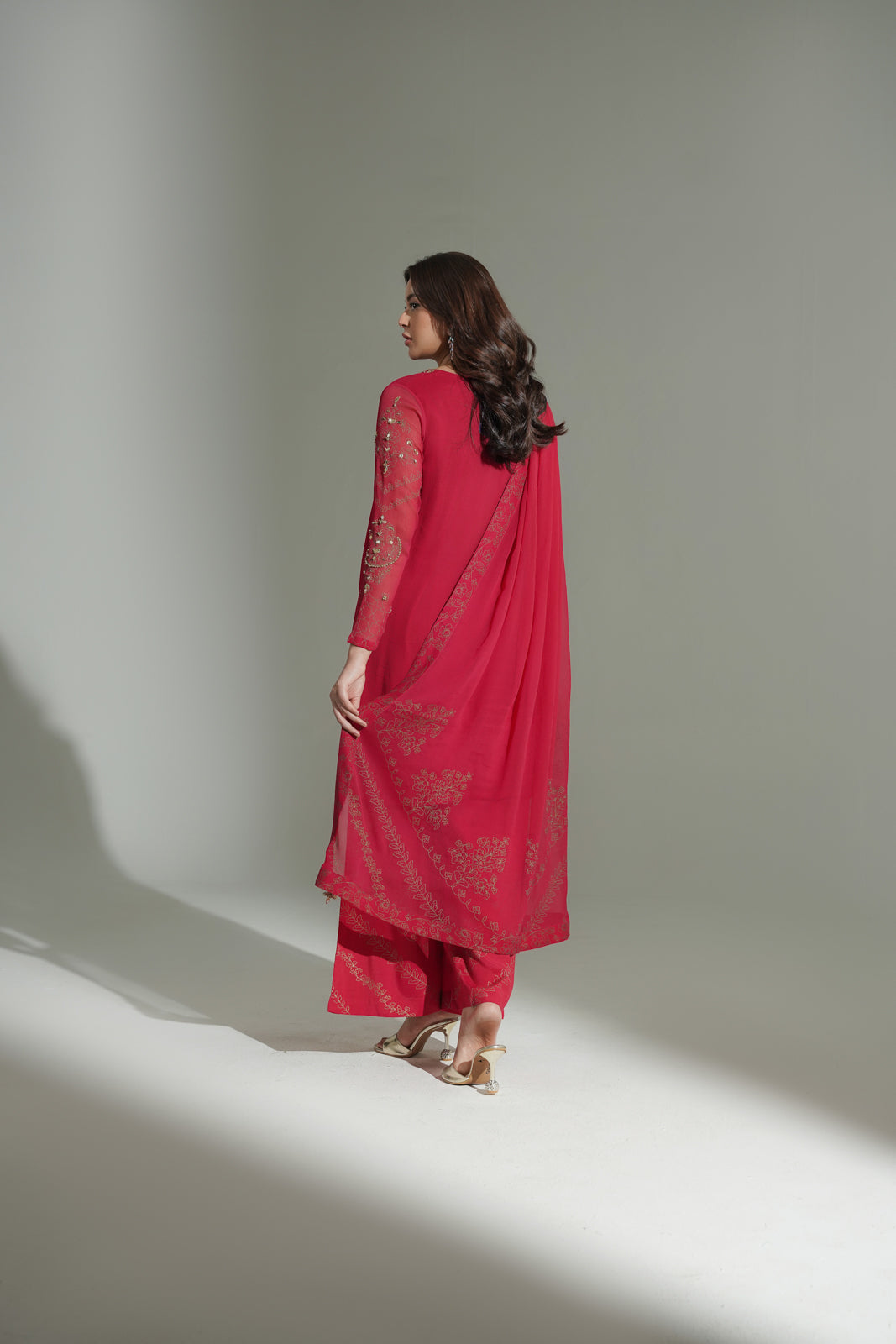 3 Piece Chiffon Embroidered Suit (FL0177)