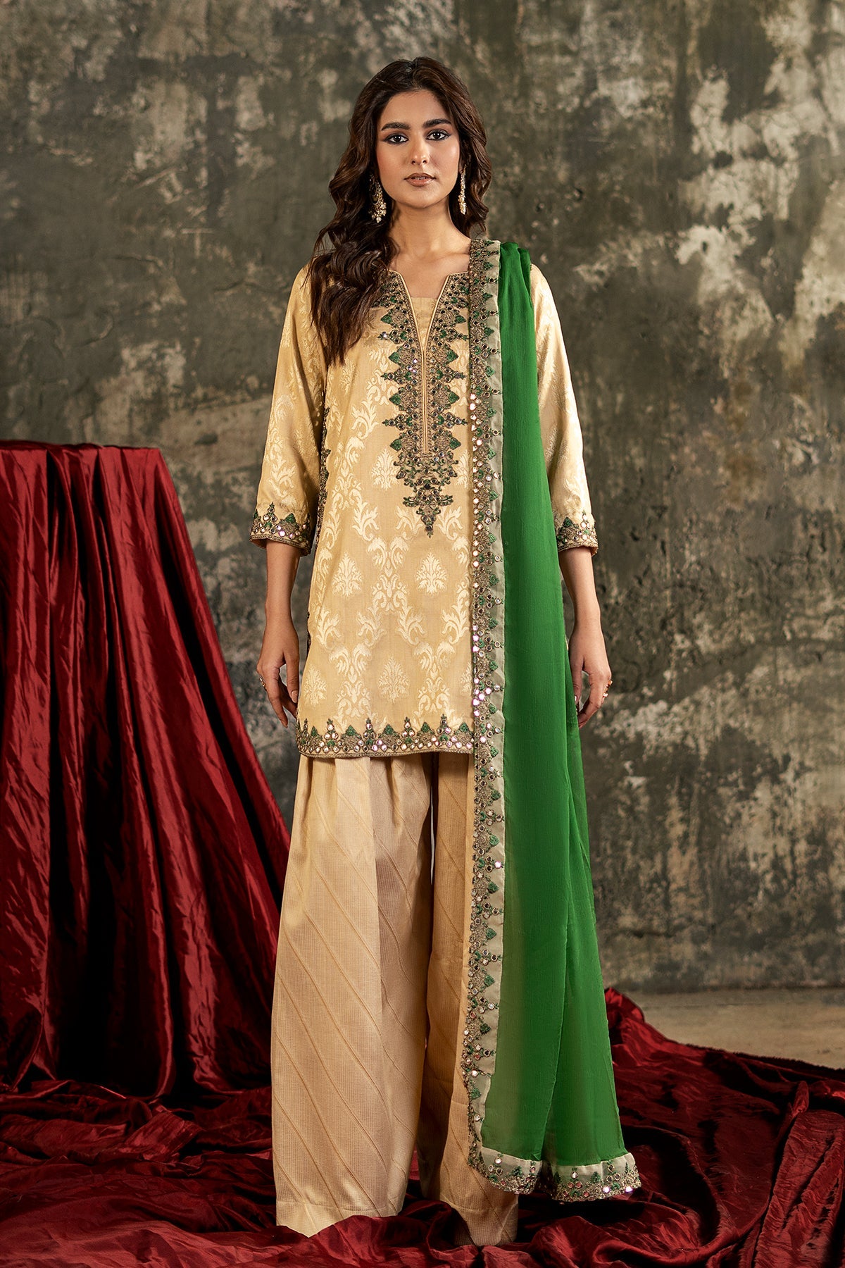3-PC Embroidered Jacquard CMA-6-278