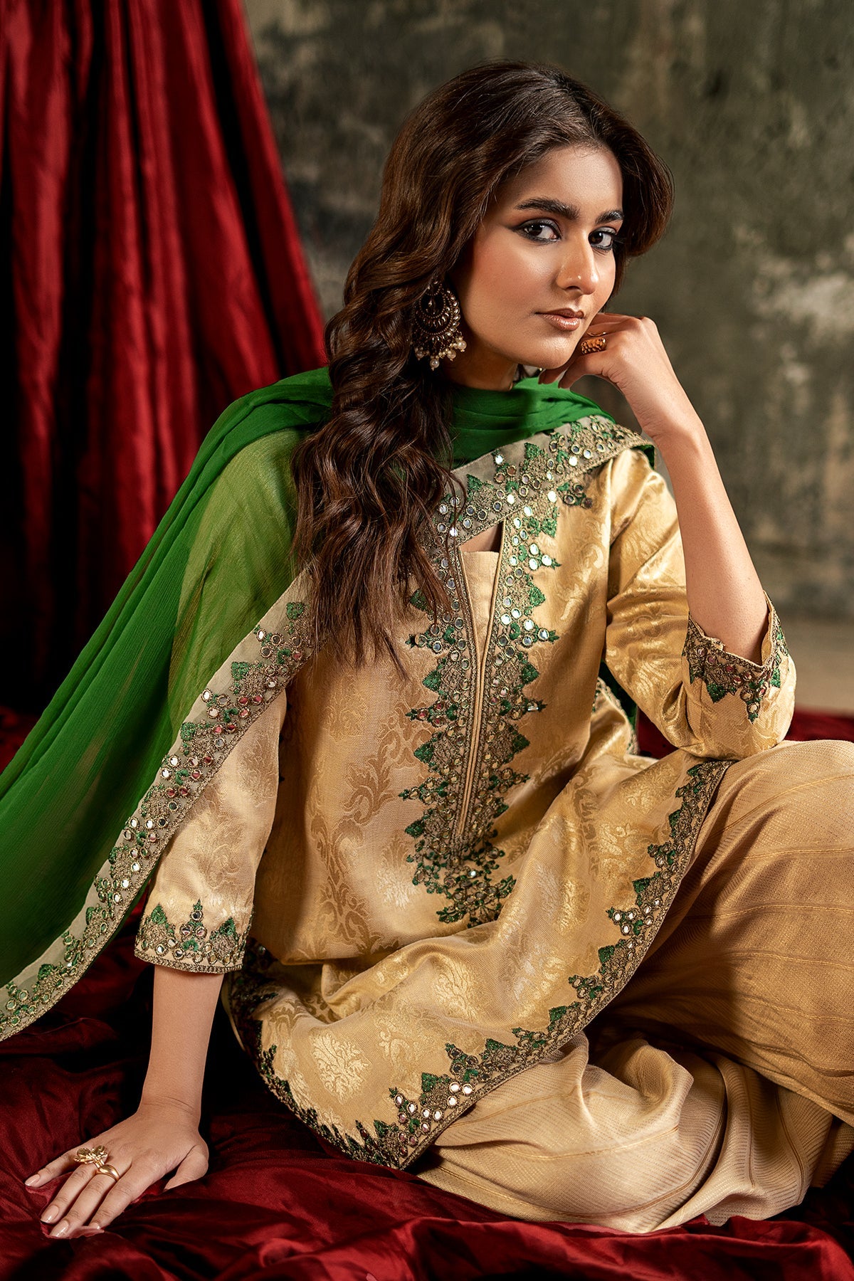 3-PC Embroidered Jacquard CMA-6-278