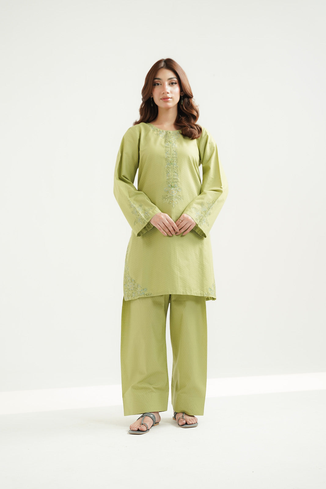 2 Piece Self Jacquard Embroidered Suit (CS0522)