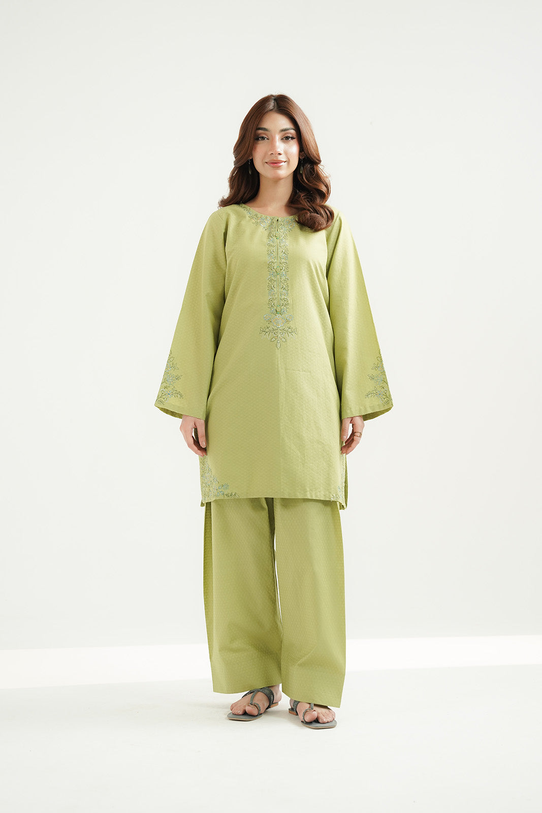 2 Piece Self Jacquard Embroidered Suit (CS0522)