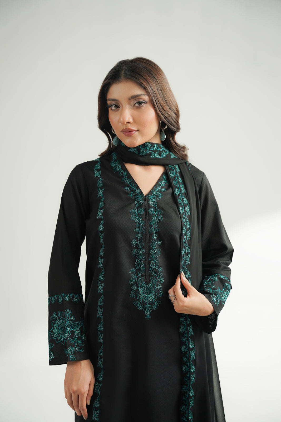 3 Piece Dobby Embroidered Suit (CS0581)