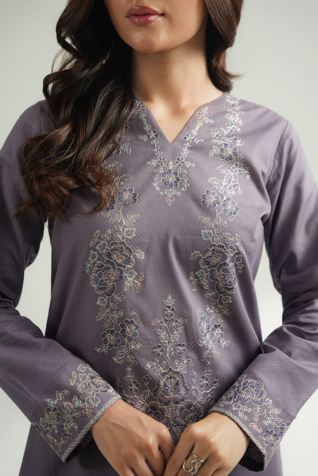 2 Piece Self Jacquard Embroidered Suit (CS0587)