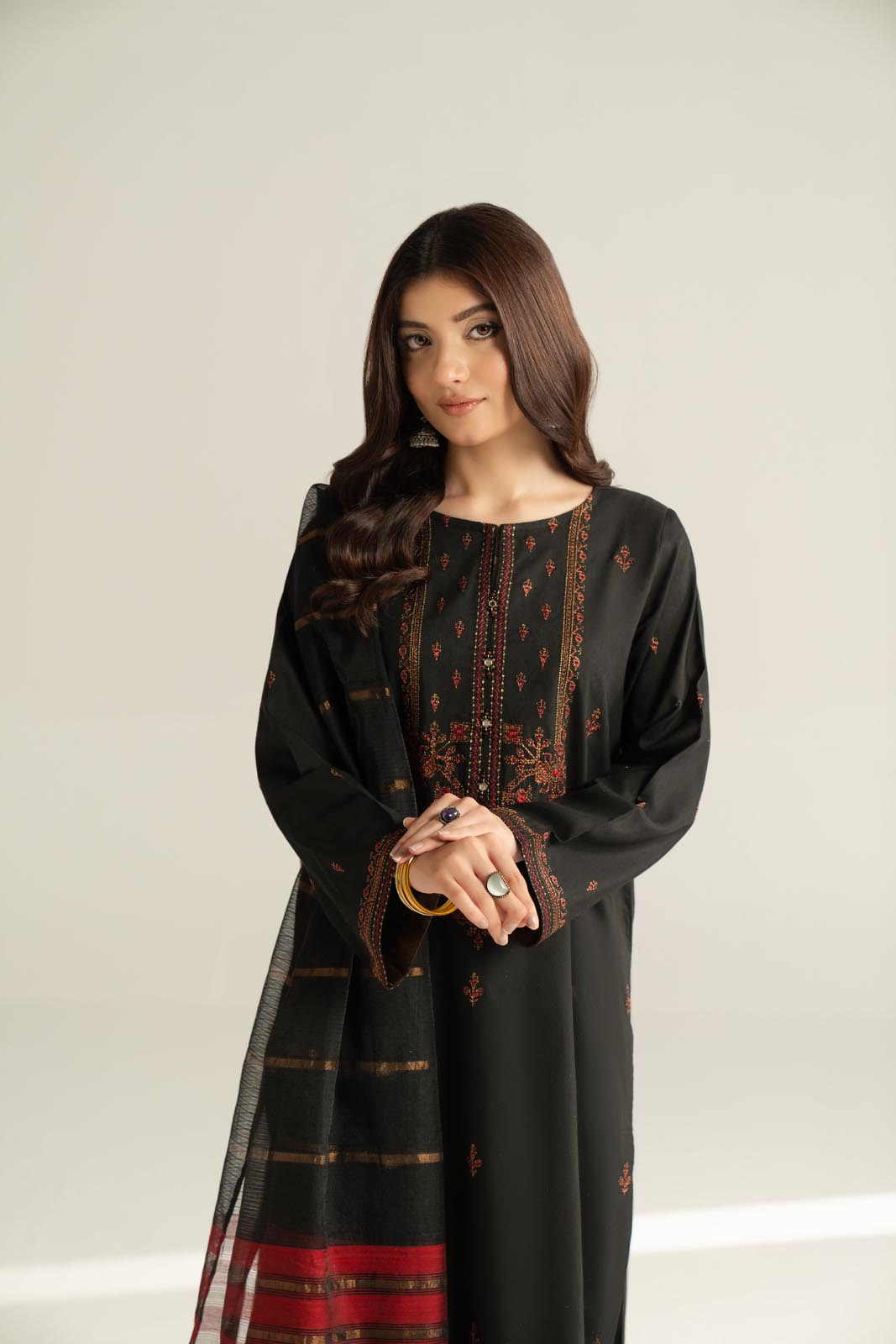 3 Piece Cotton Silk Embroidered Suit (CS0538)