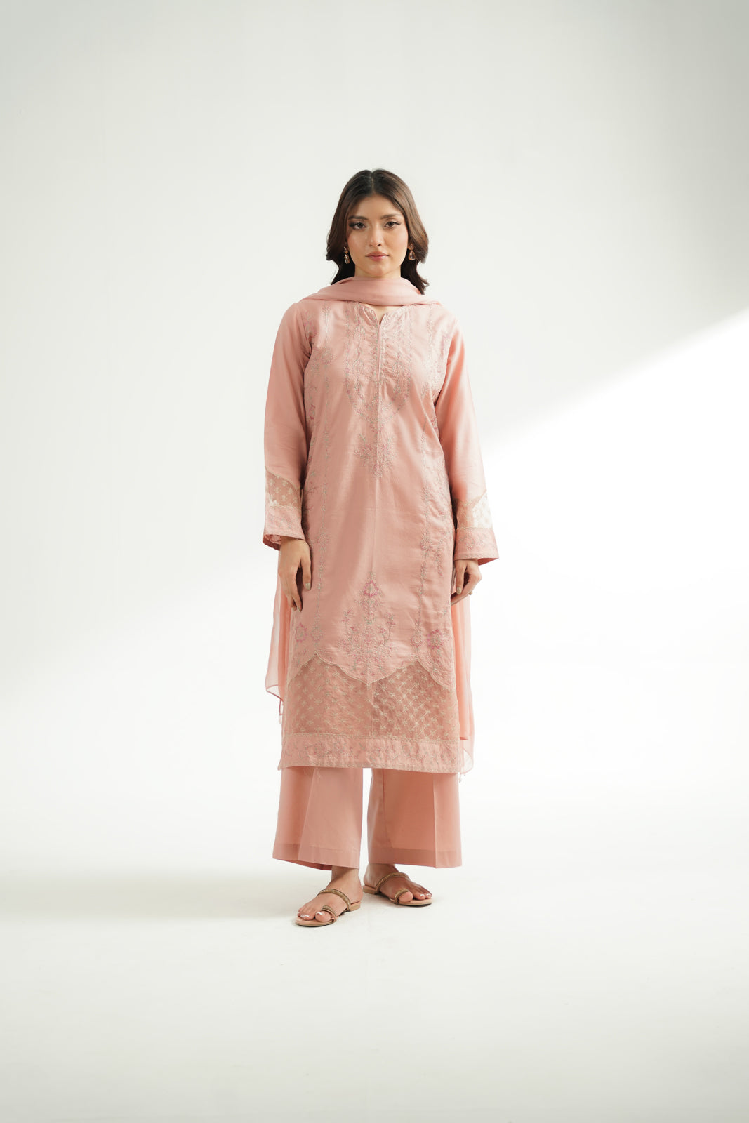 3 Piece Cotton Jacquard Embroidered Suit (CS0576)
