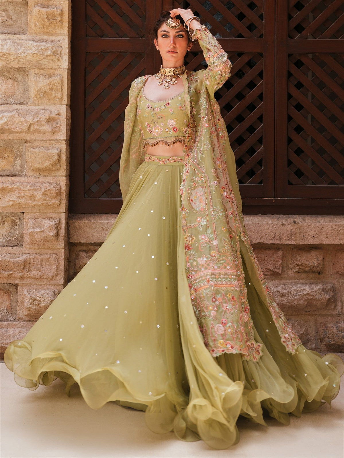 BORGIA, BLOUSE & SWIRLY LEHENGA