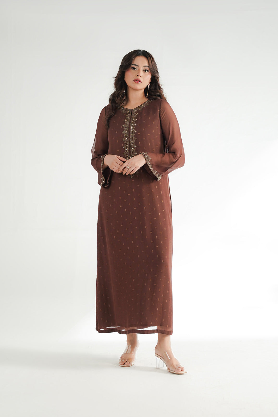 1 Piece Chiffon Embroidered Tunic (FL0219)