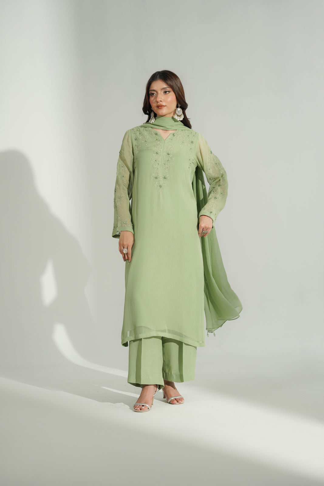 3 Piece Chiffon Embroidered Suit (FS0179)