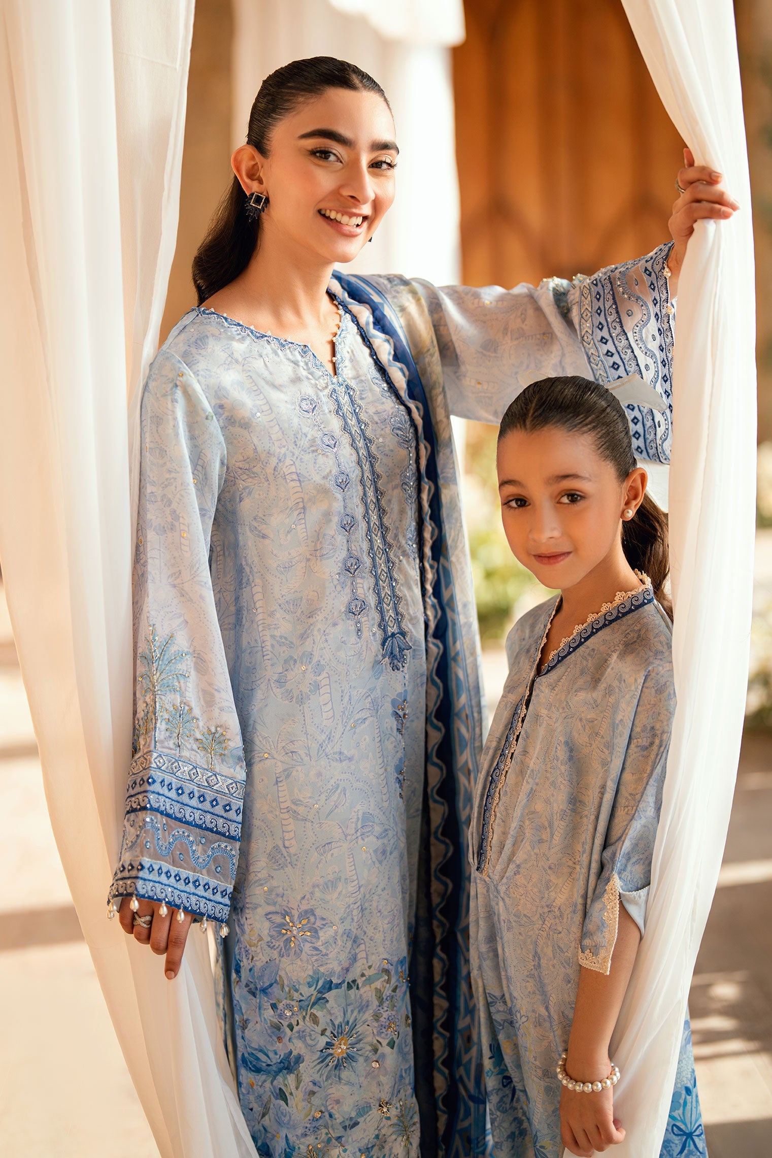 SS26DA-2891 SKY BLUE 2PCS HAND EMBELLISHED KURTA WITH TROUSER