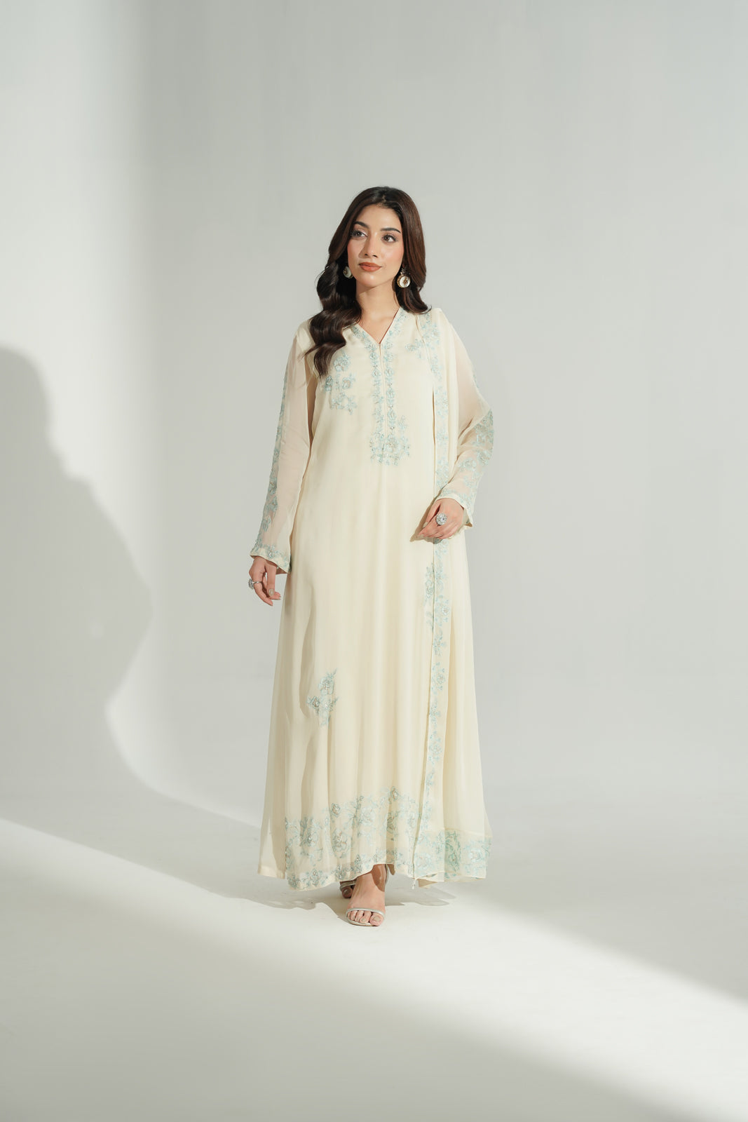 3 Piece Chiffon Embroidered Suit (FL0195)
