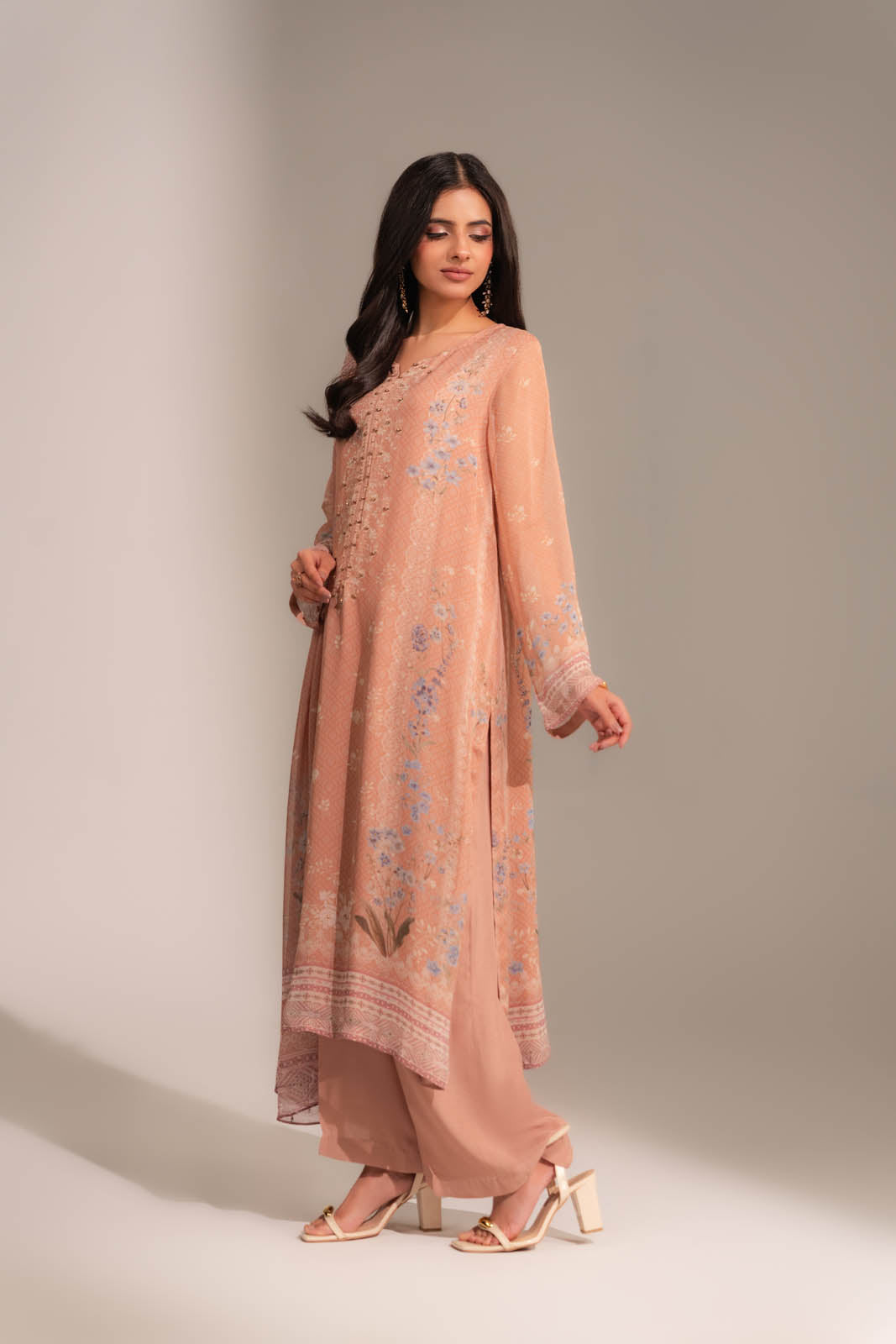 3 Piece Chiffon Printed Suit (FS0123)