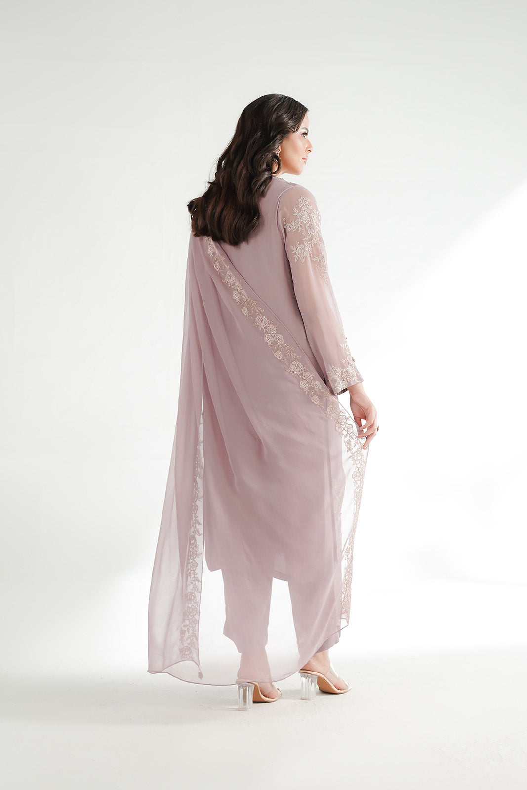 3 Piece Chiffon Embroidered Suit (FL0232)