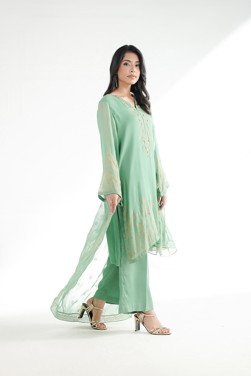 3 Piece Chiffon Embroidered Suit (FS0204)