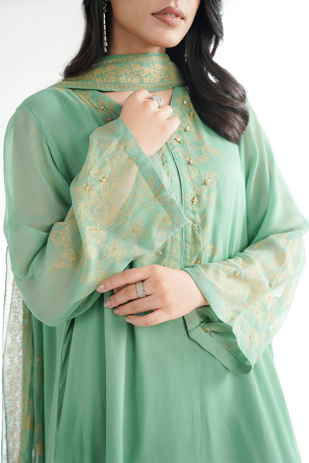 3 Piece Chiffon Embroidered Suit (FS0204)