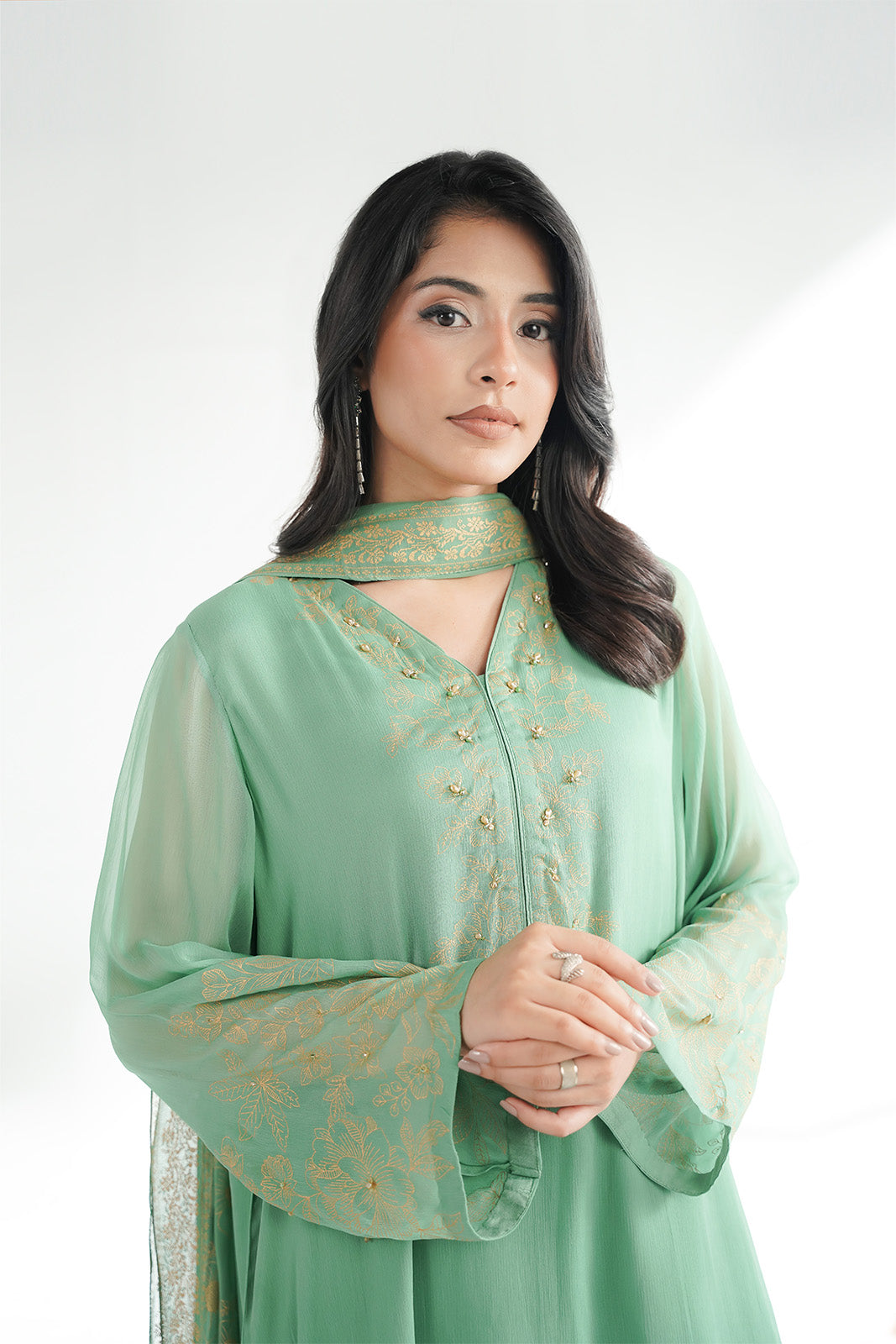 3 Piece Chiffon Embroidered Suit (FS0204)