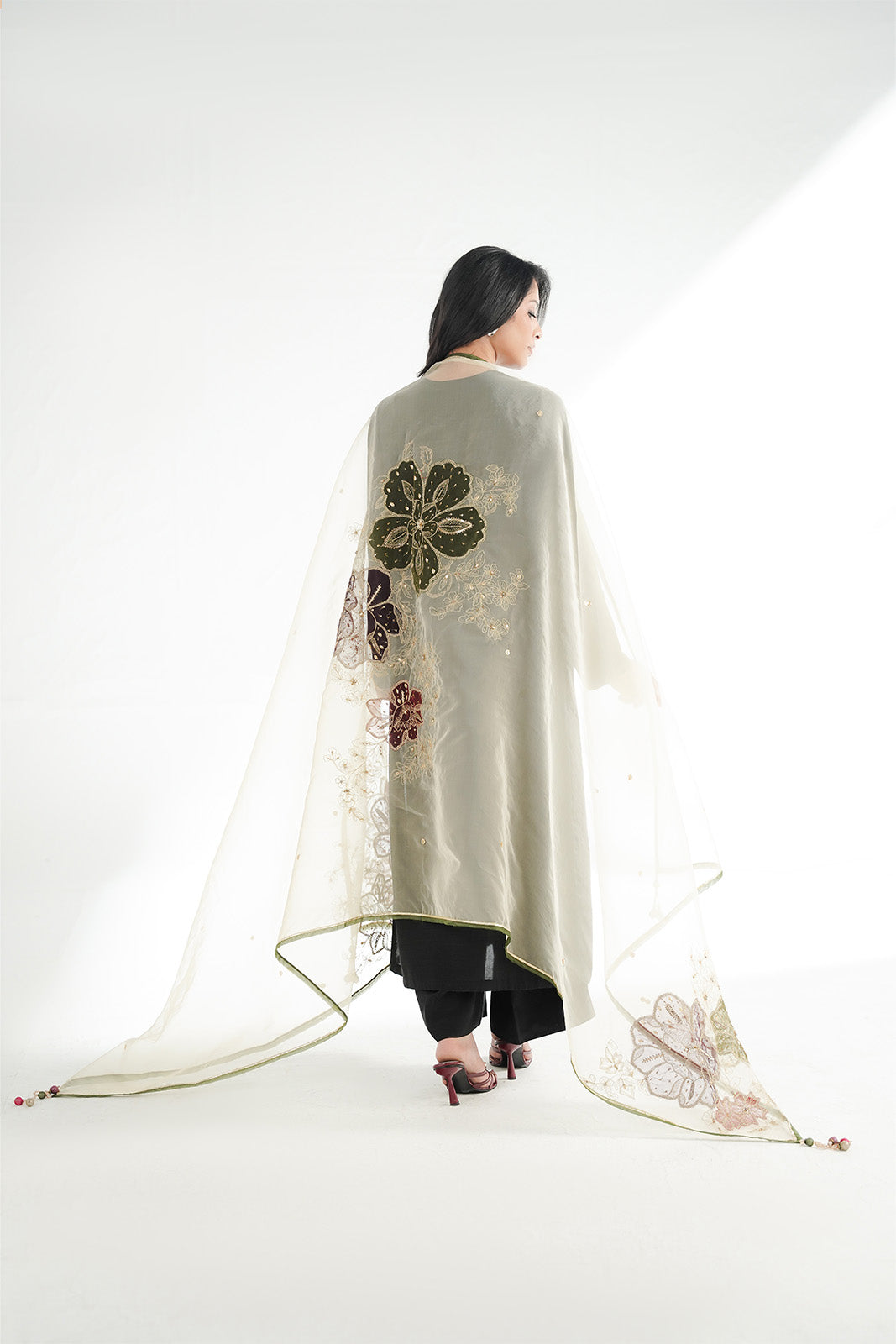 1 Piece Synthetic Organza Embroidered Dupatta (FD0129)