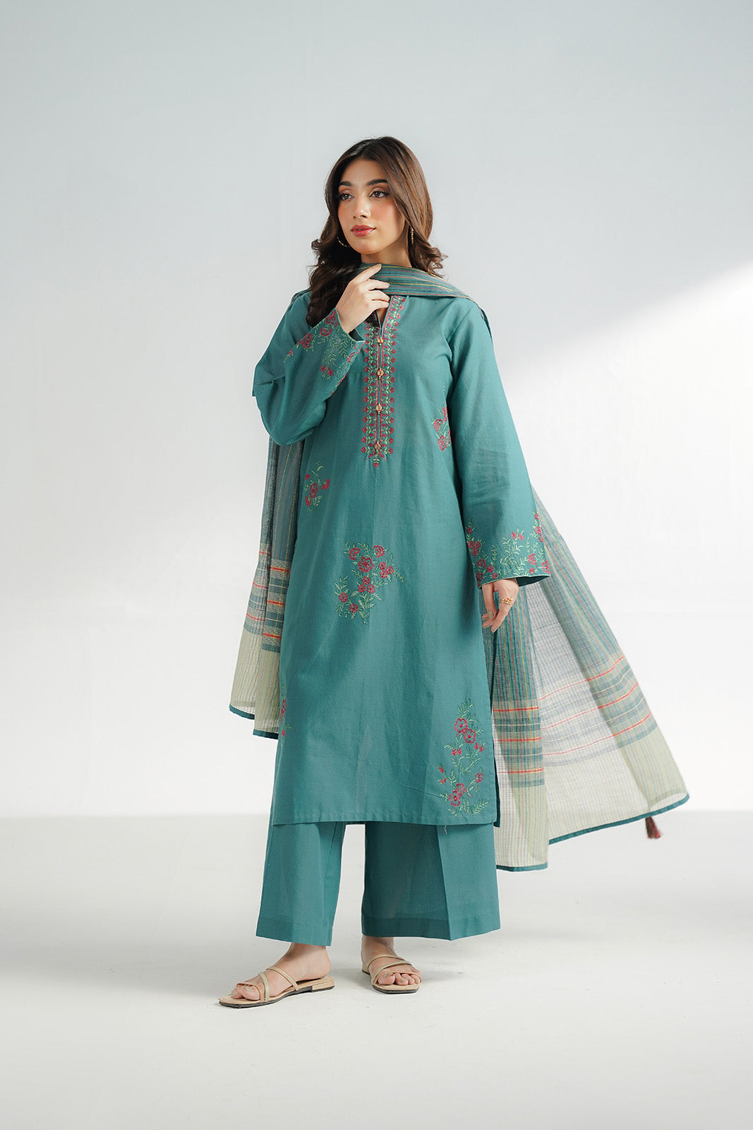 3 Piece Lawn Rip Embroidered Suit (CS0607)