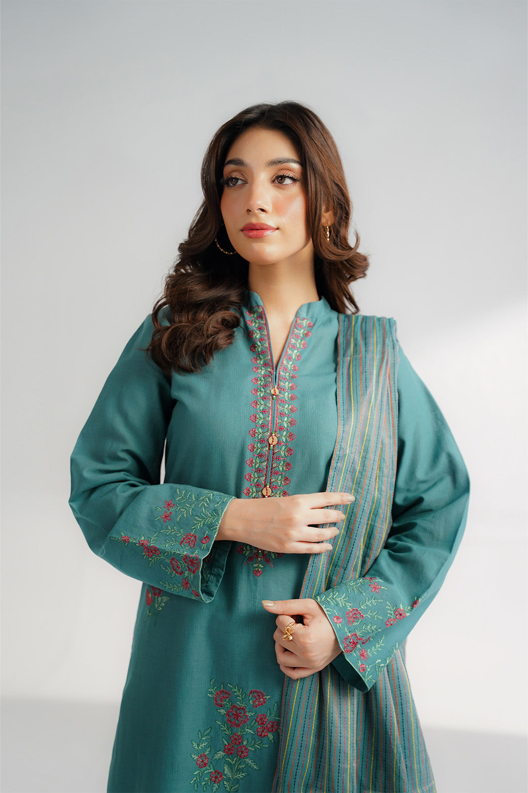 3 Piece Lawn Rip Embroidered Suit (CS0607)