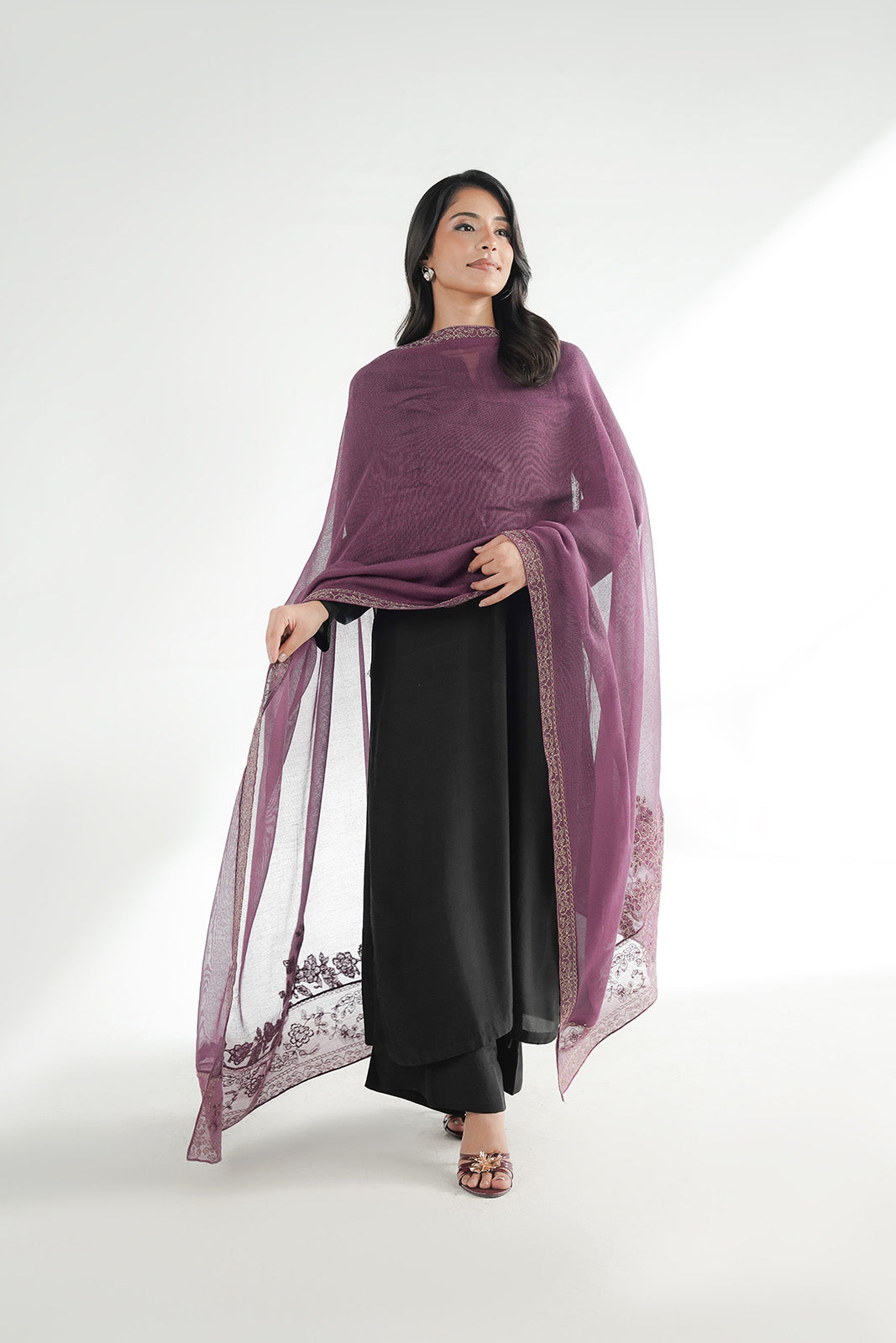 1 Piece Khaddi Net Embroidered Shawl (FH0034)