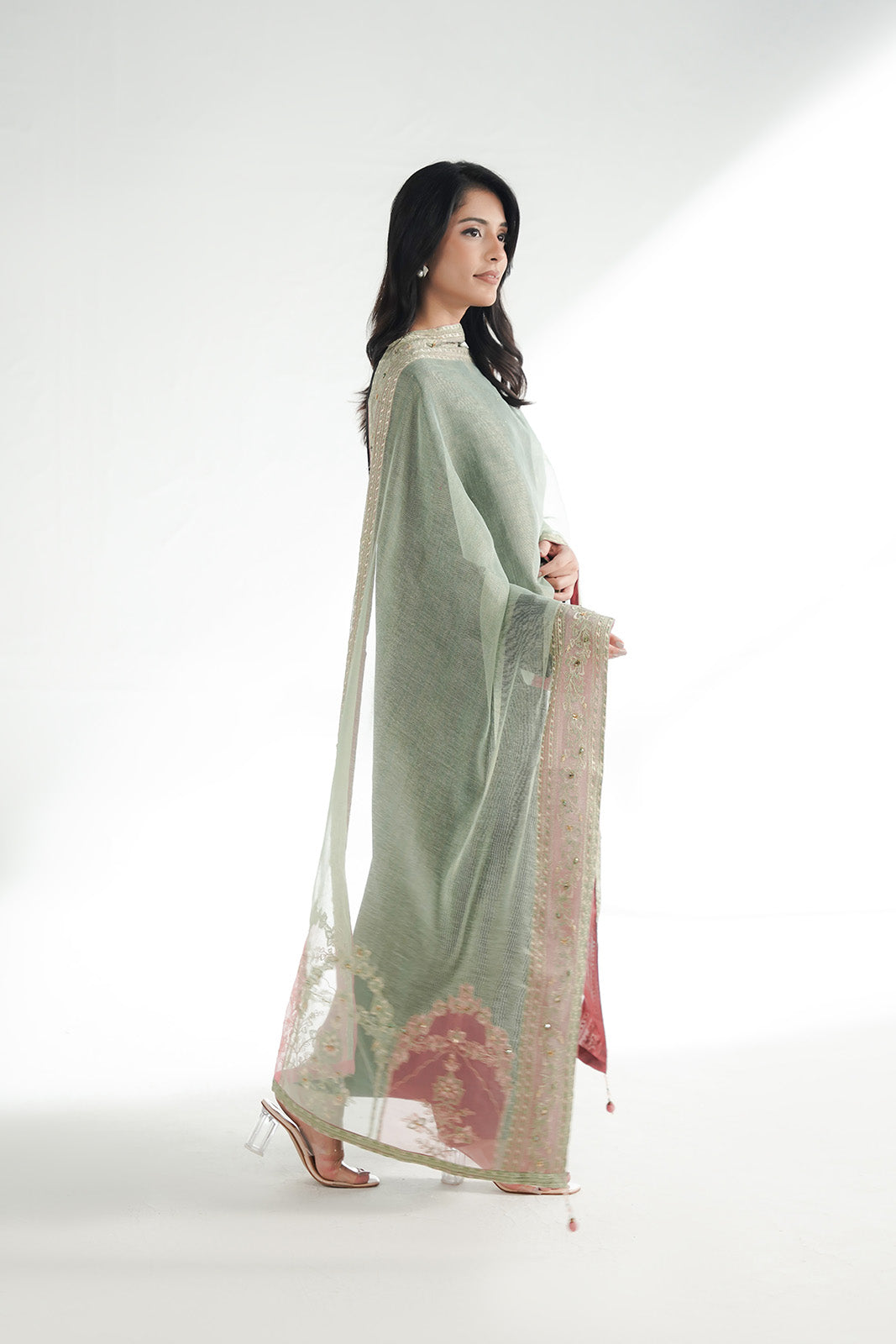 1 Piece Emboss Net Embroidered Shawl (FH0031)