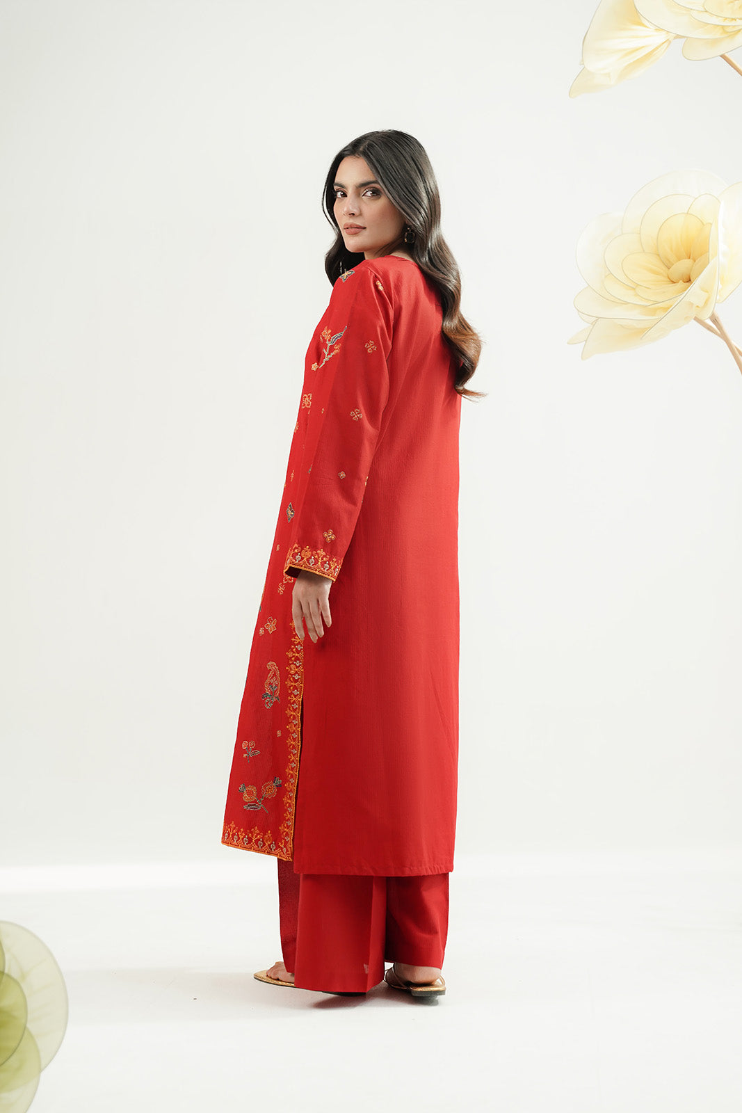 2 Piece Dobby Cotton Embroidered Suit (CS0535)