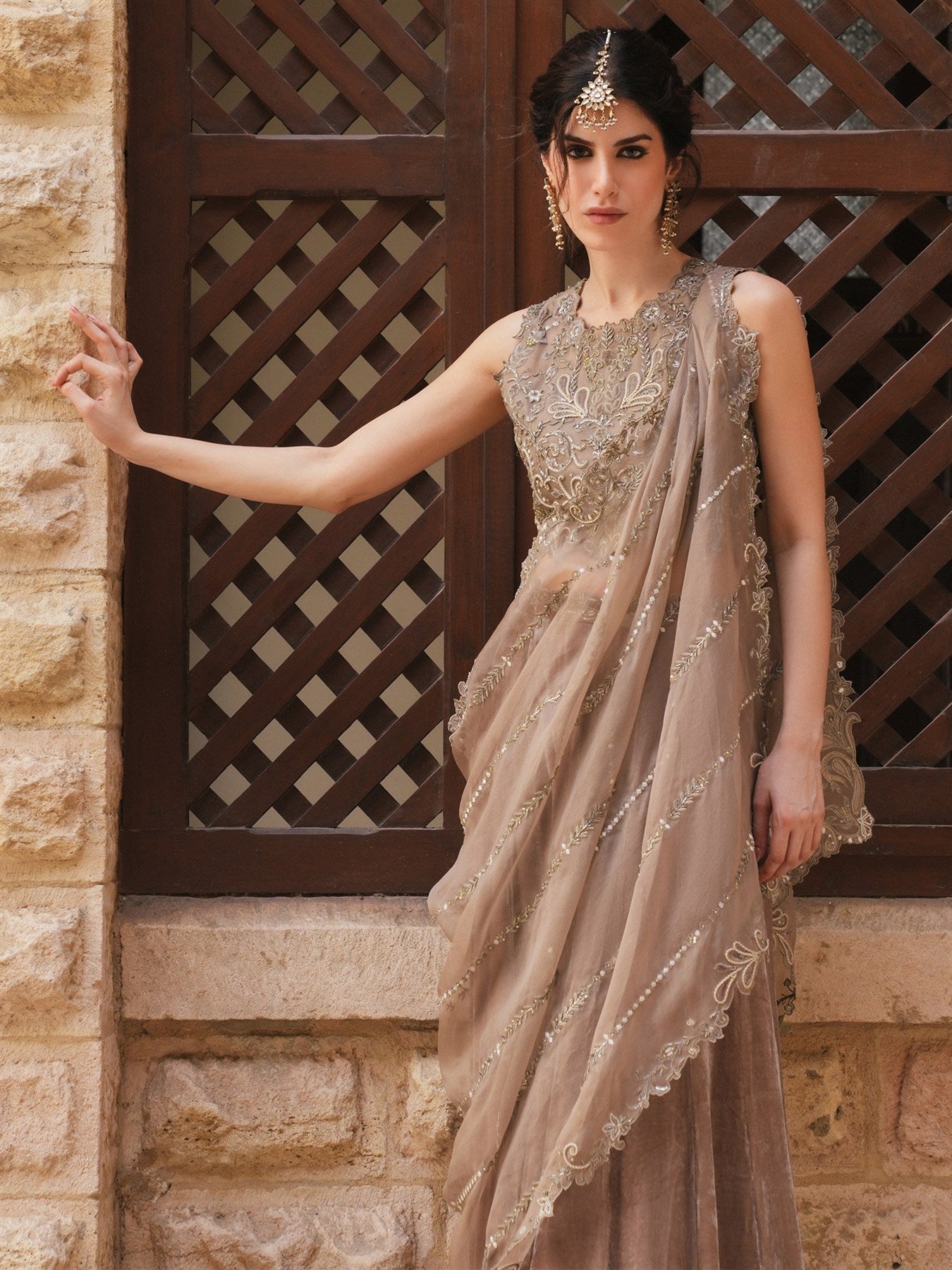 BLOUSE, SHARARA & DRAPED DUPATTA