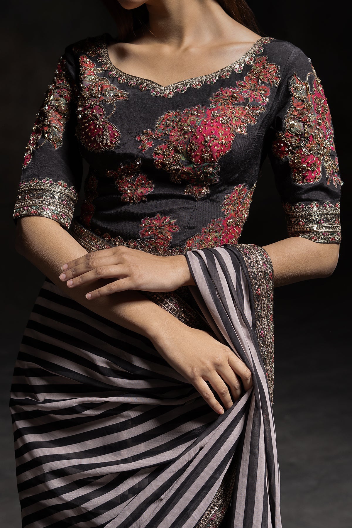3-PC Stitched Premium Saree Collection CSS6-01P