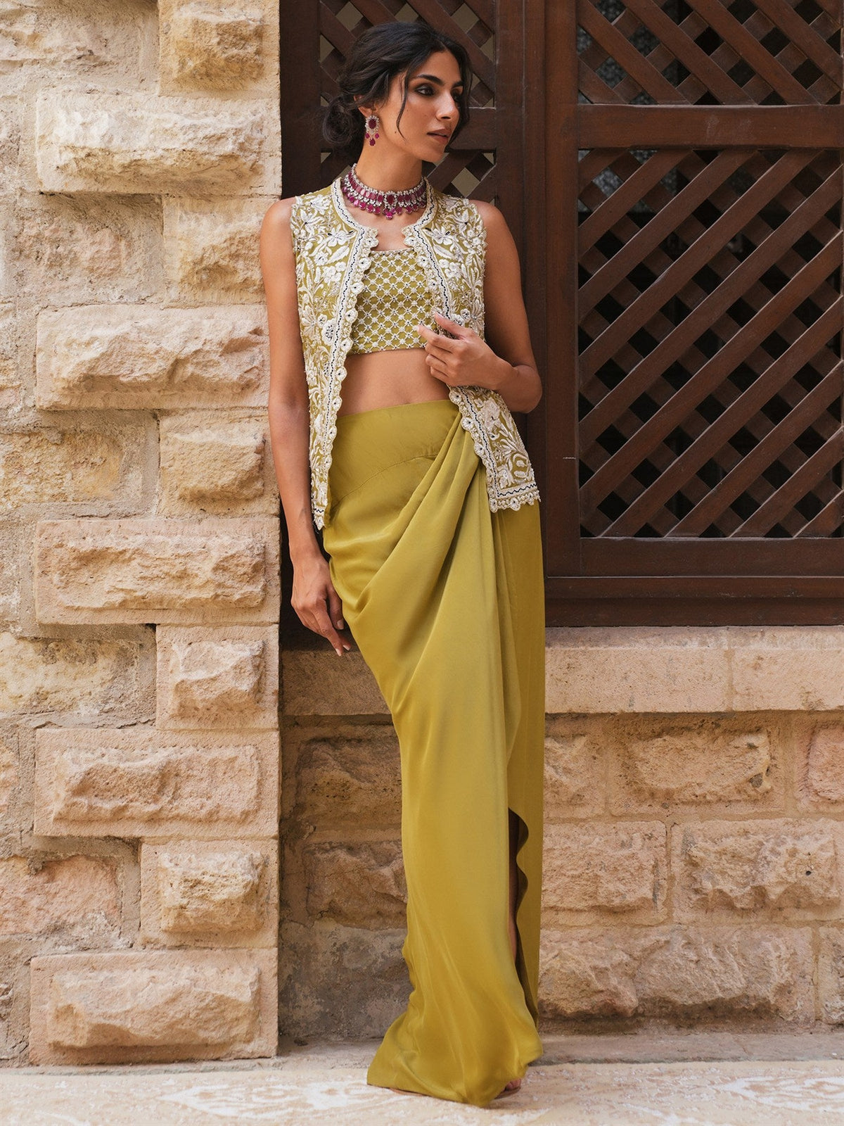 KOTI, BLOUSE & NIKHAR SKIRT