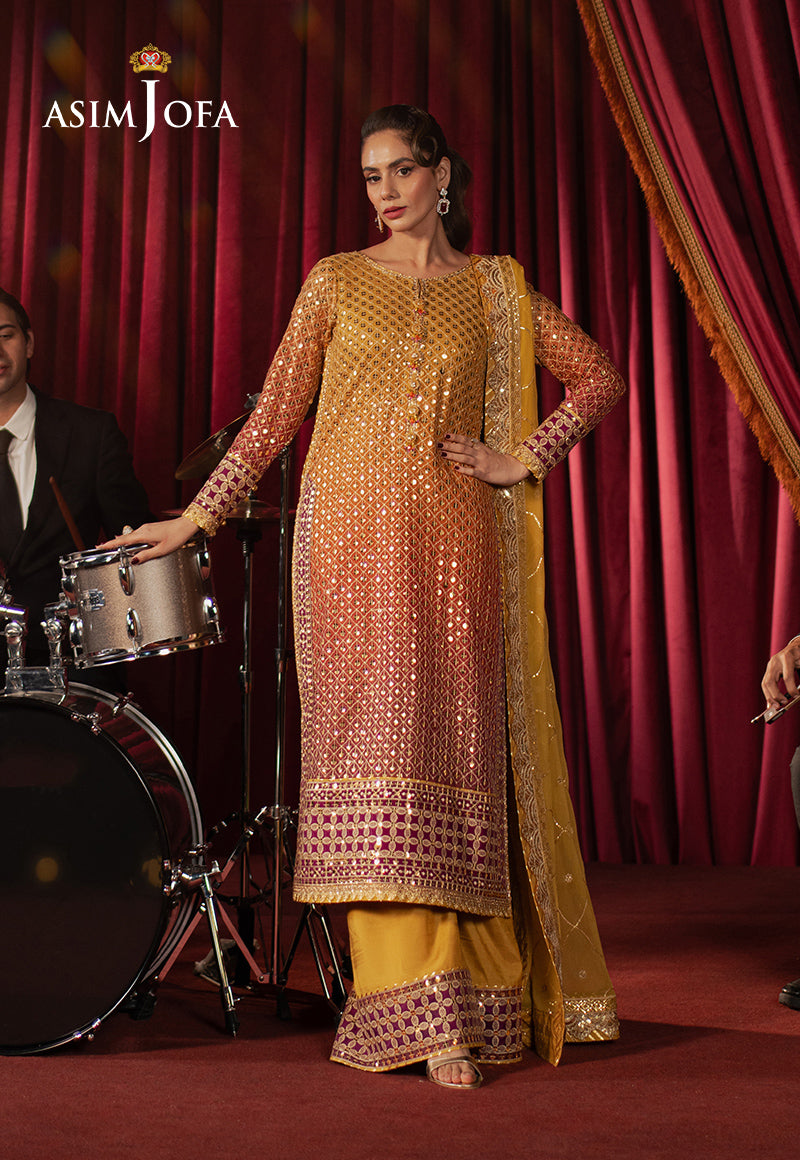 AJPFD-25 EMBROIDERED CHIFFON Stitched 3PCS