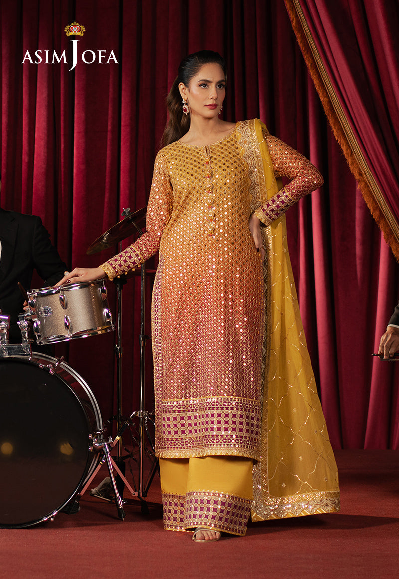 AJPFD-25 EMBROIDERED CHIFFON Stitched 3PCS