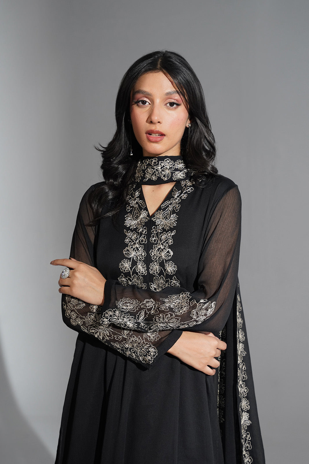 3 Piece Chiffon Embroidered Suit (FS0189)
