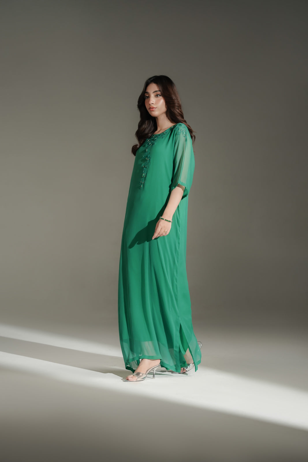 1 Piece Chiffon Embroidered Kaftan (FL0209)