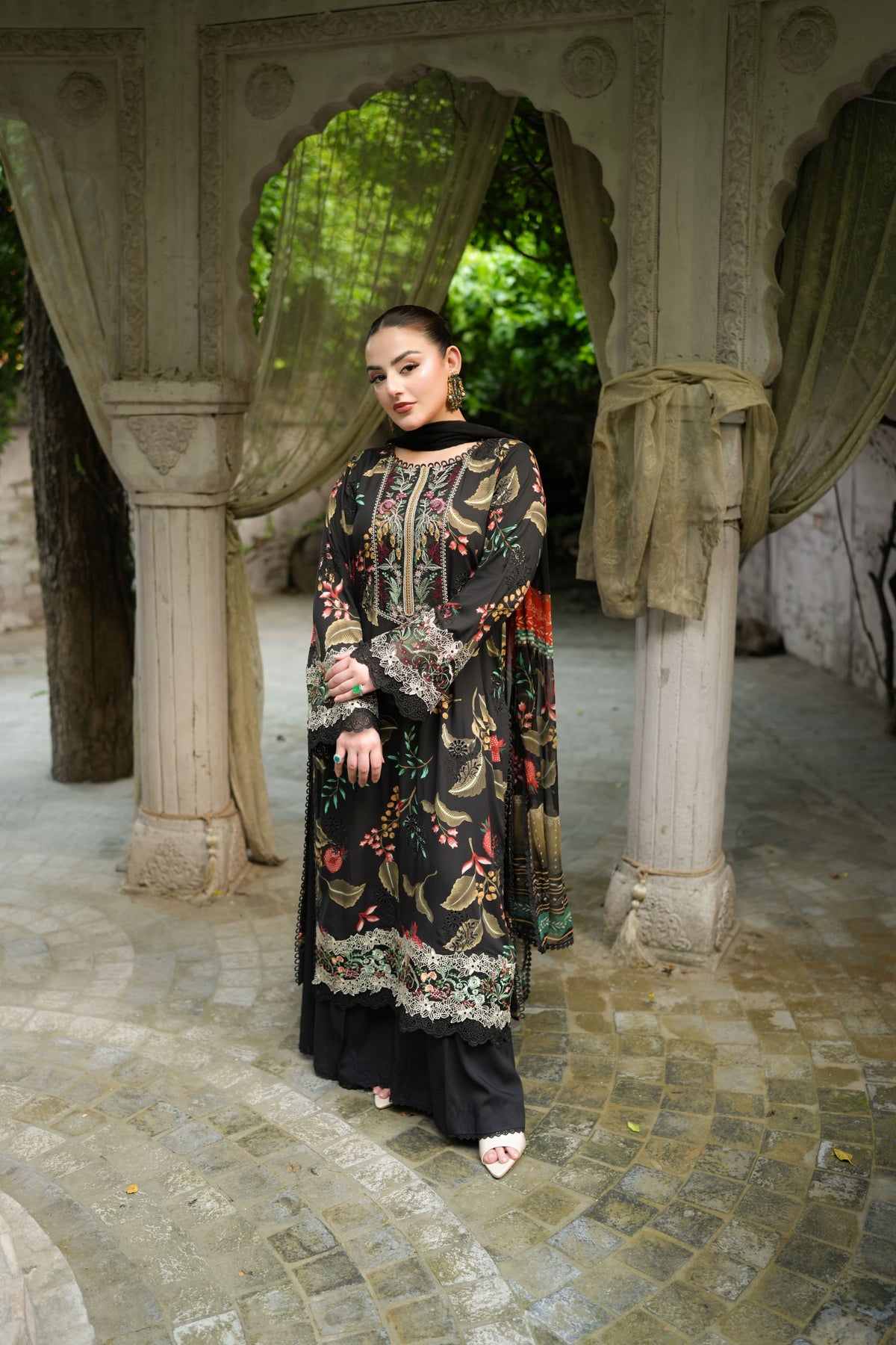 Aneela’s Stitched Printed Embroidered Viscose 3-Piece with Chiffon Dupatta - VC-26-06-B