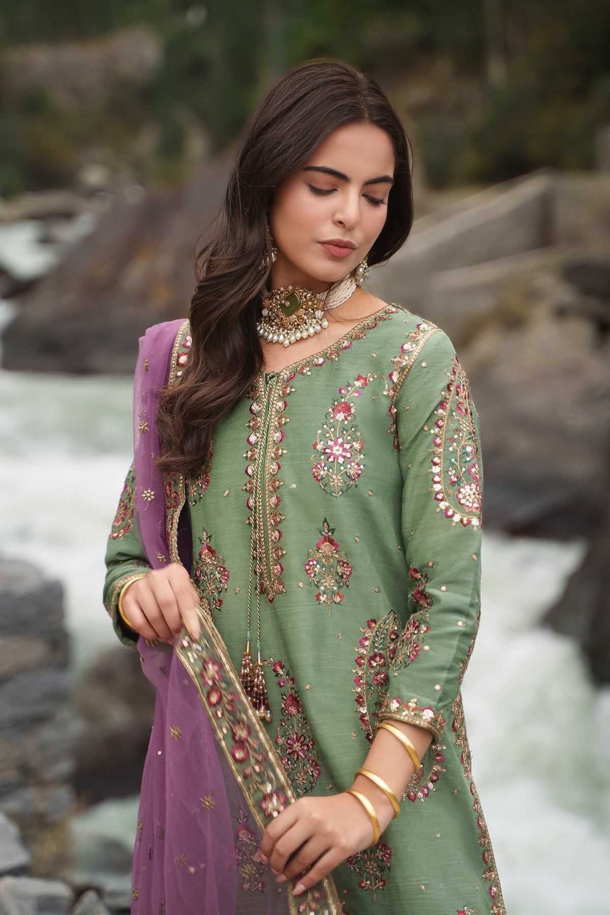 Embroidered Raw Silk CMA-6-446