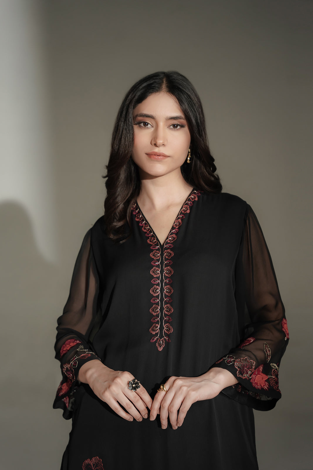 1 Piece Chiffon Embroidered Dress (FL0231)