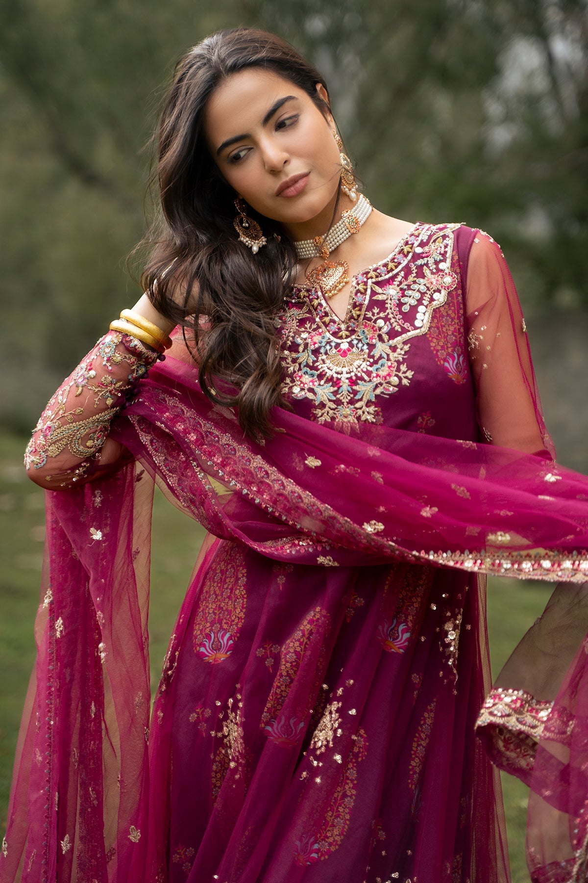 3-PC Stitched Embroidered Ploy Net CMA-6-481